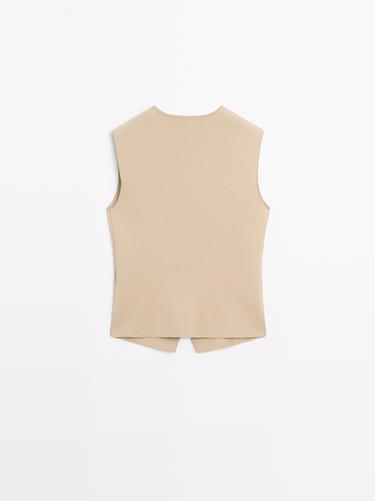 Knit waistcoat with button details — BEIGE 6