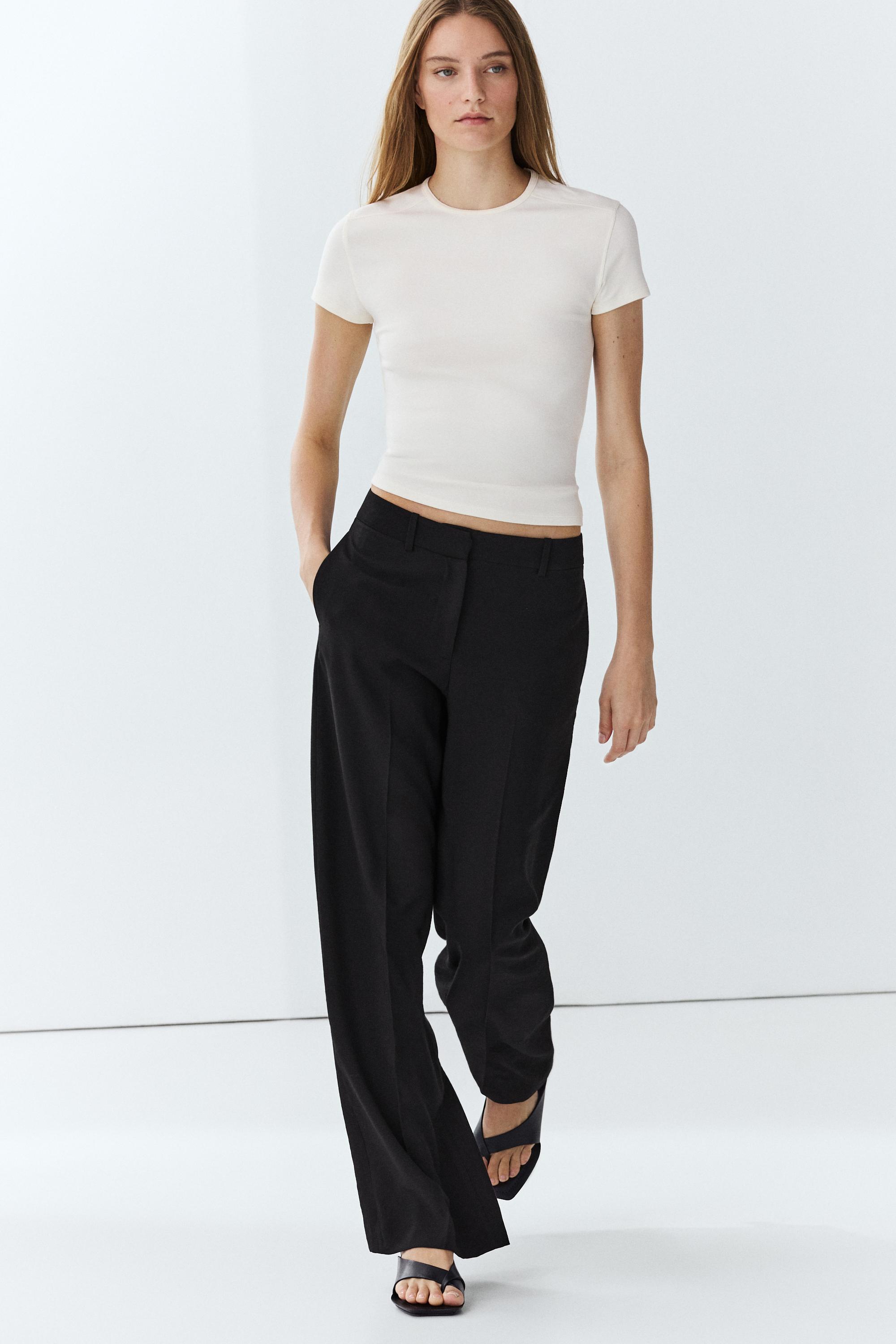 Flowing straight-leg pants — BLACK