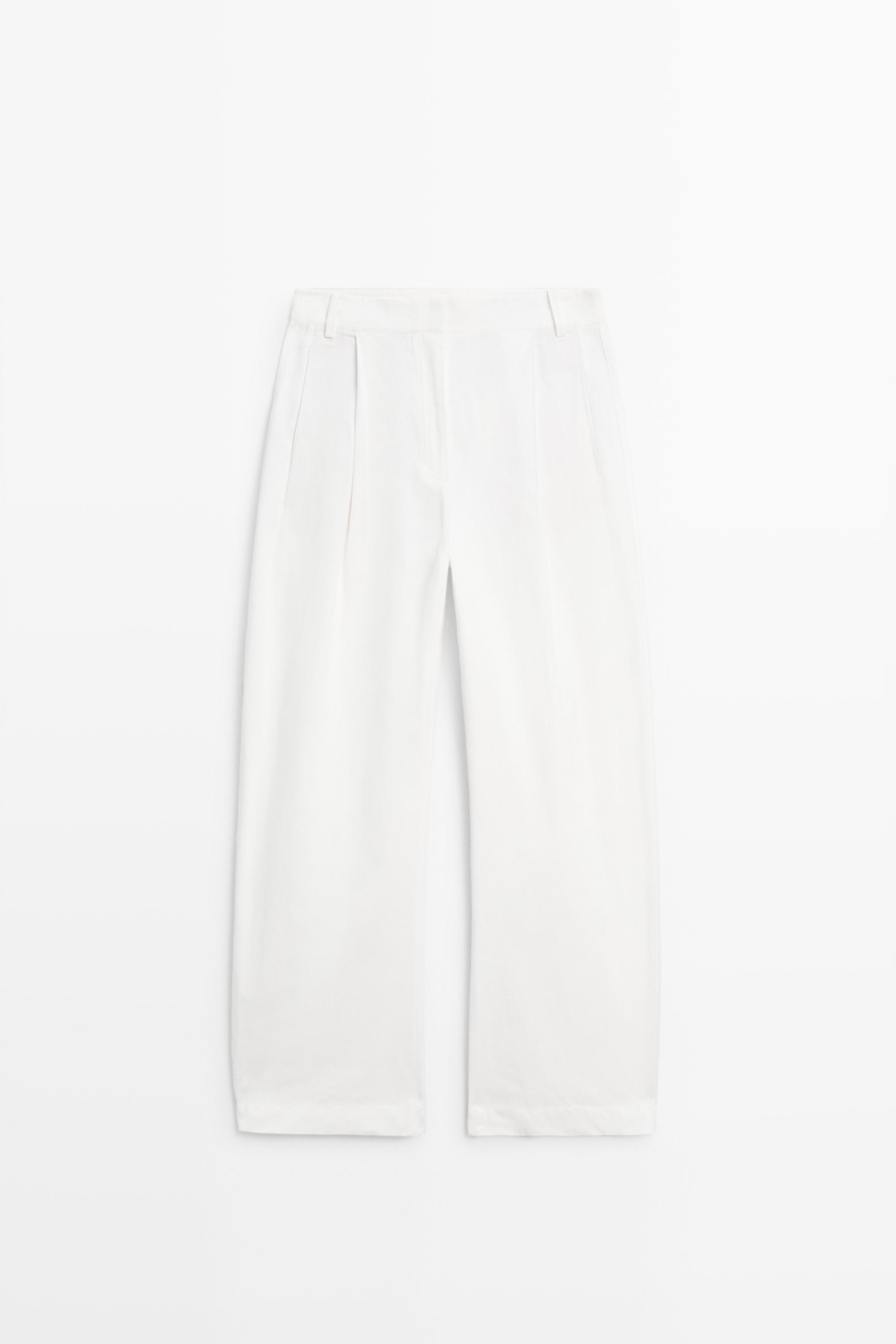 Flowing barrel fit pants — WHITE