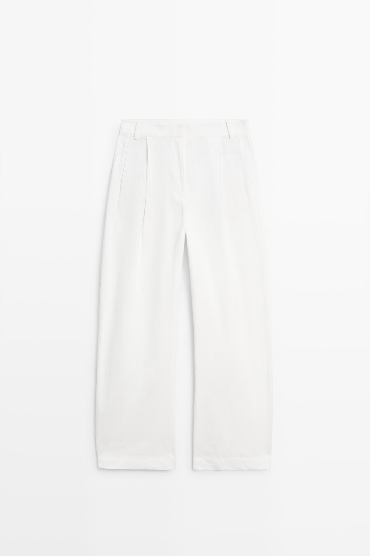 Flowing barrel fit pants — WHITE
