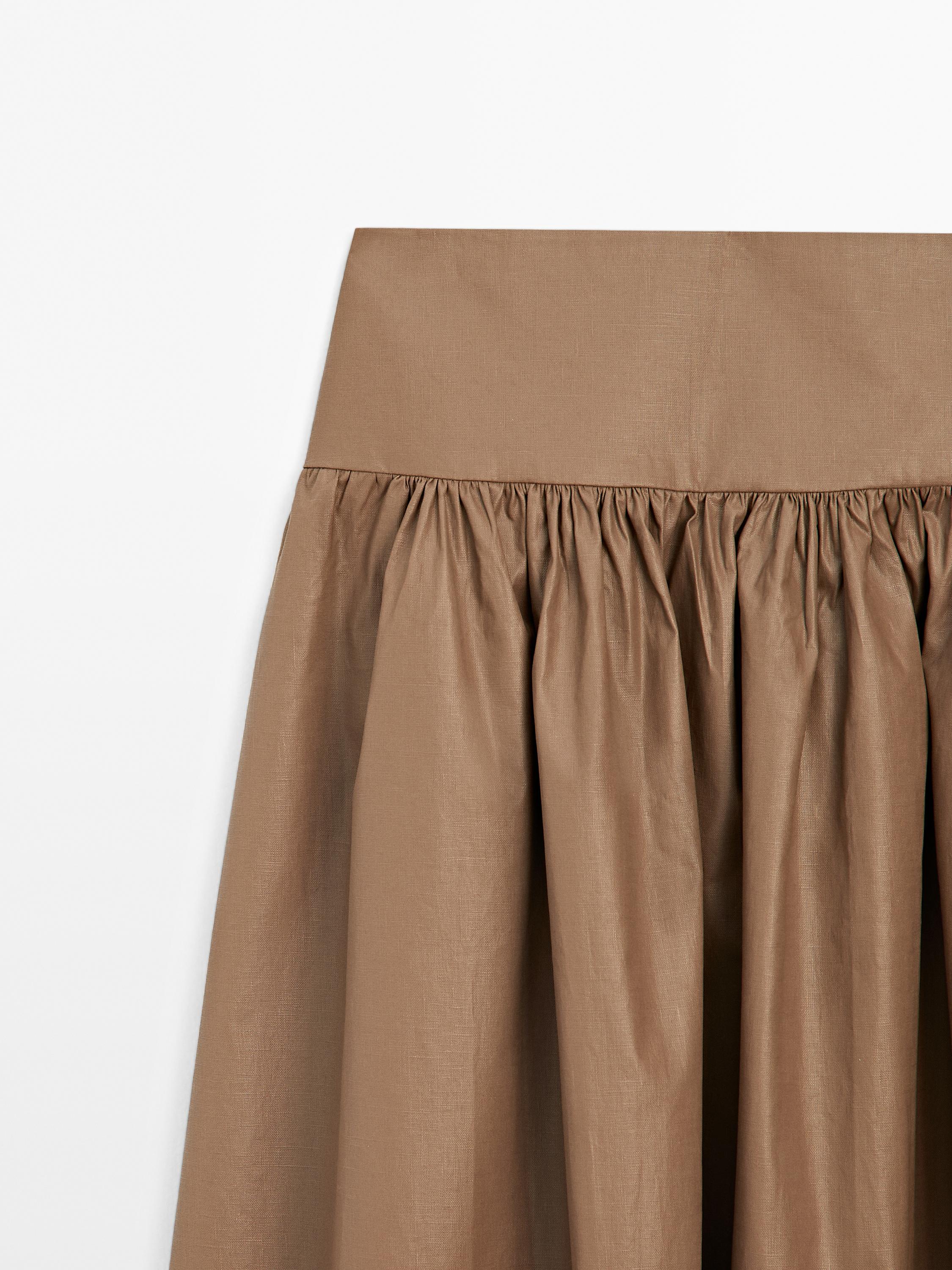 Midi skirt with scalloped yoke detail - Studio