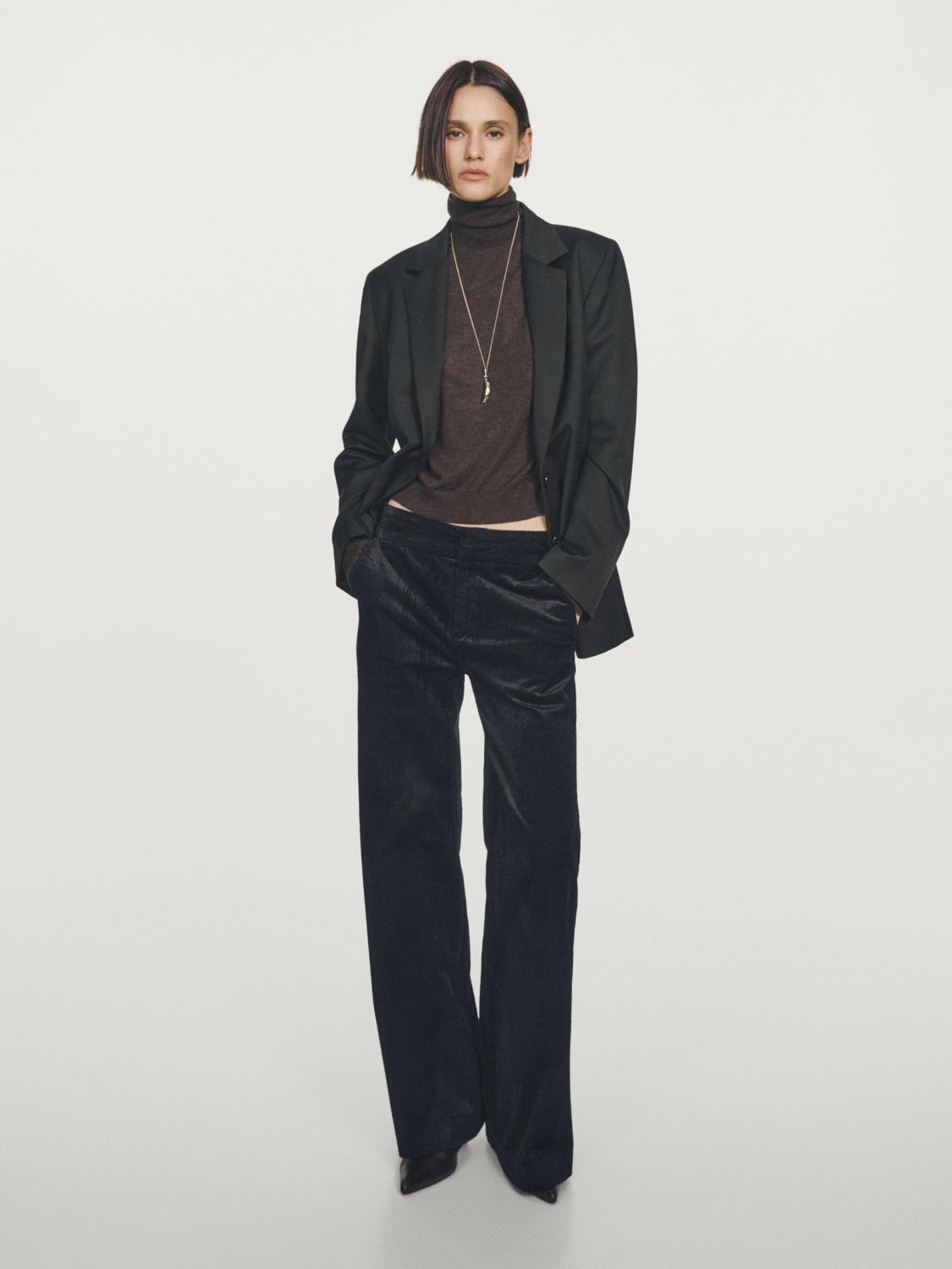 Mid-rise corduroy palazzo trousers