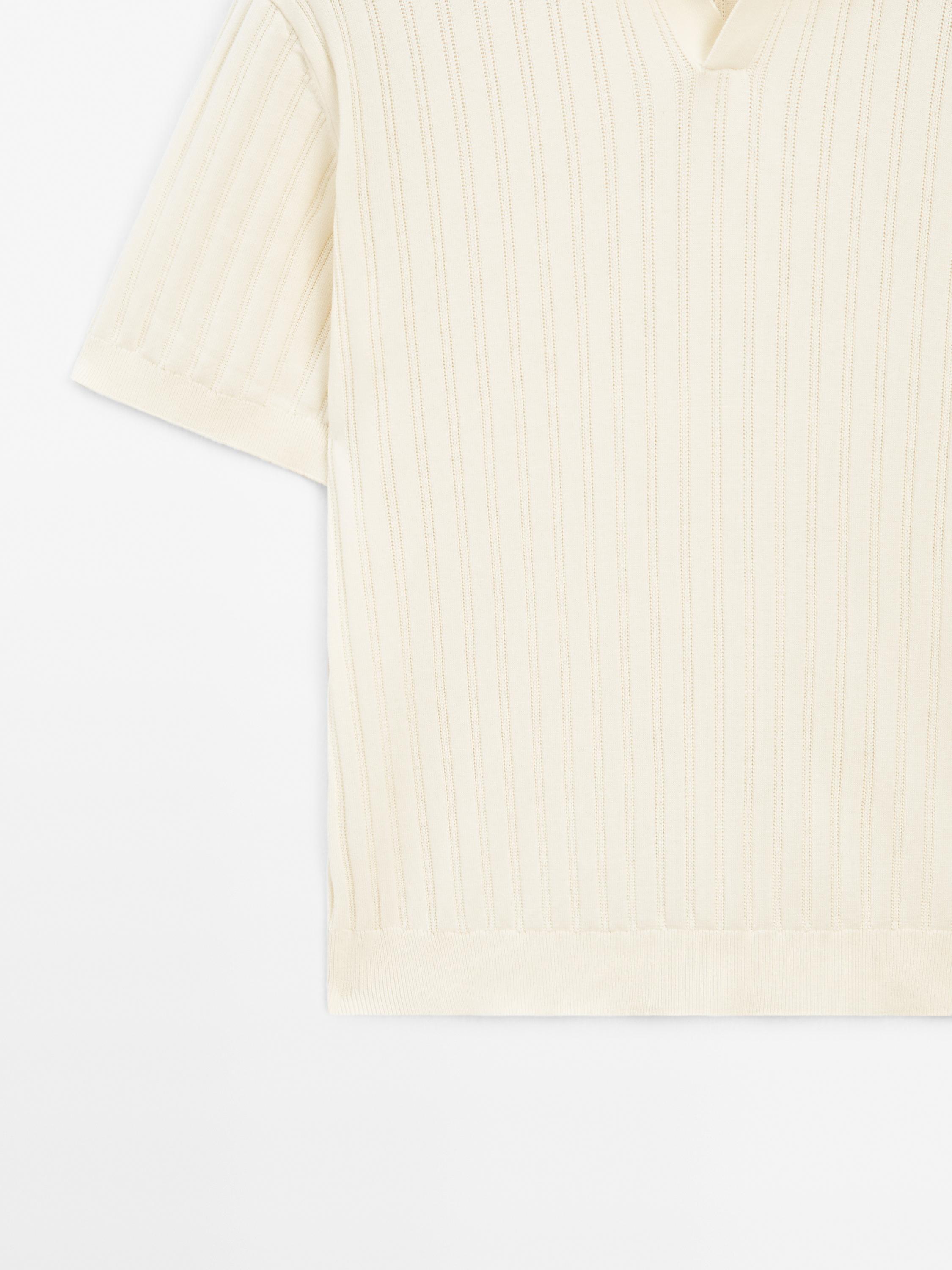 Ribbed knit polo collar sweater
