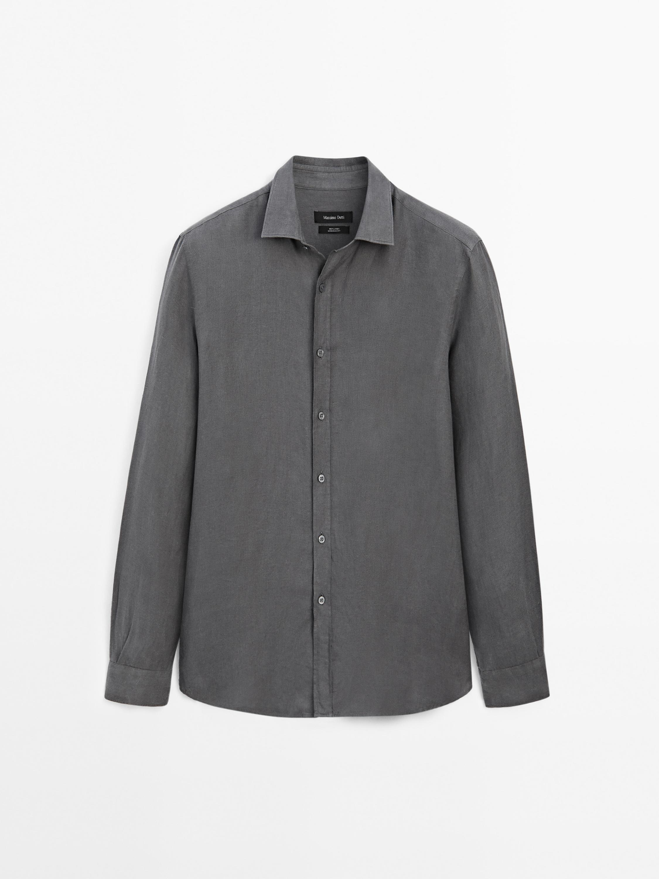 100% linen regular fit twill shirt