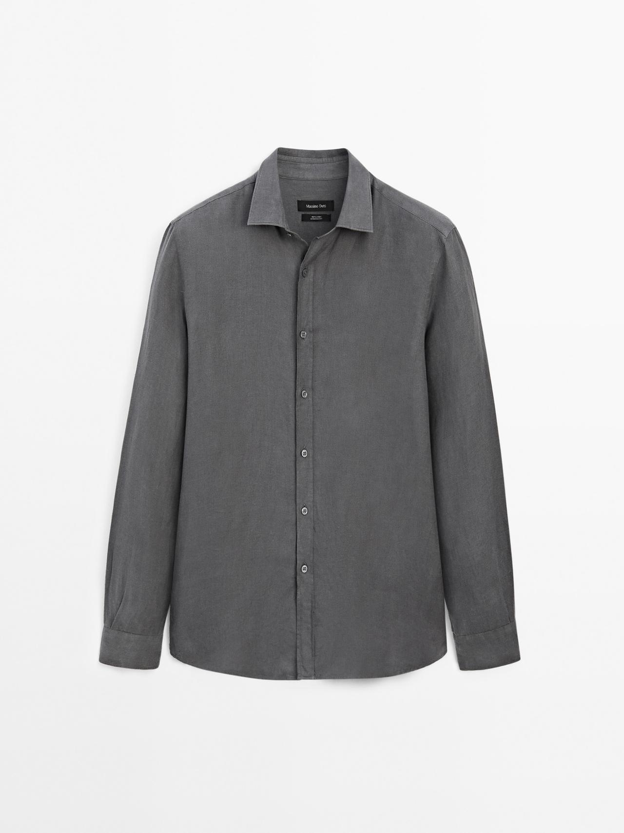 Massimo Dutti - Herre - Regular Fit Skjorte I 100 % Hør - Grå - S