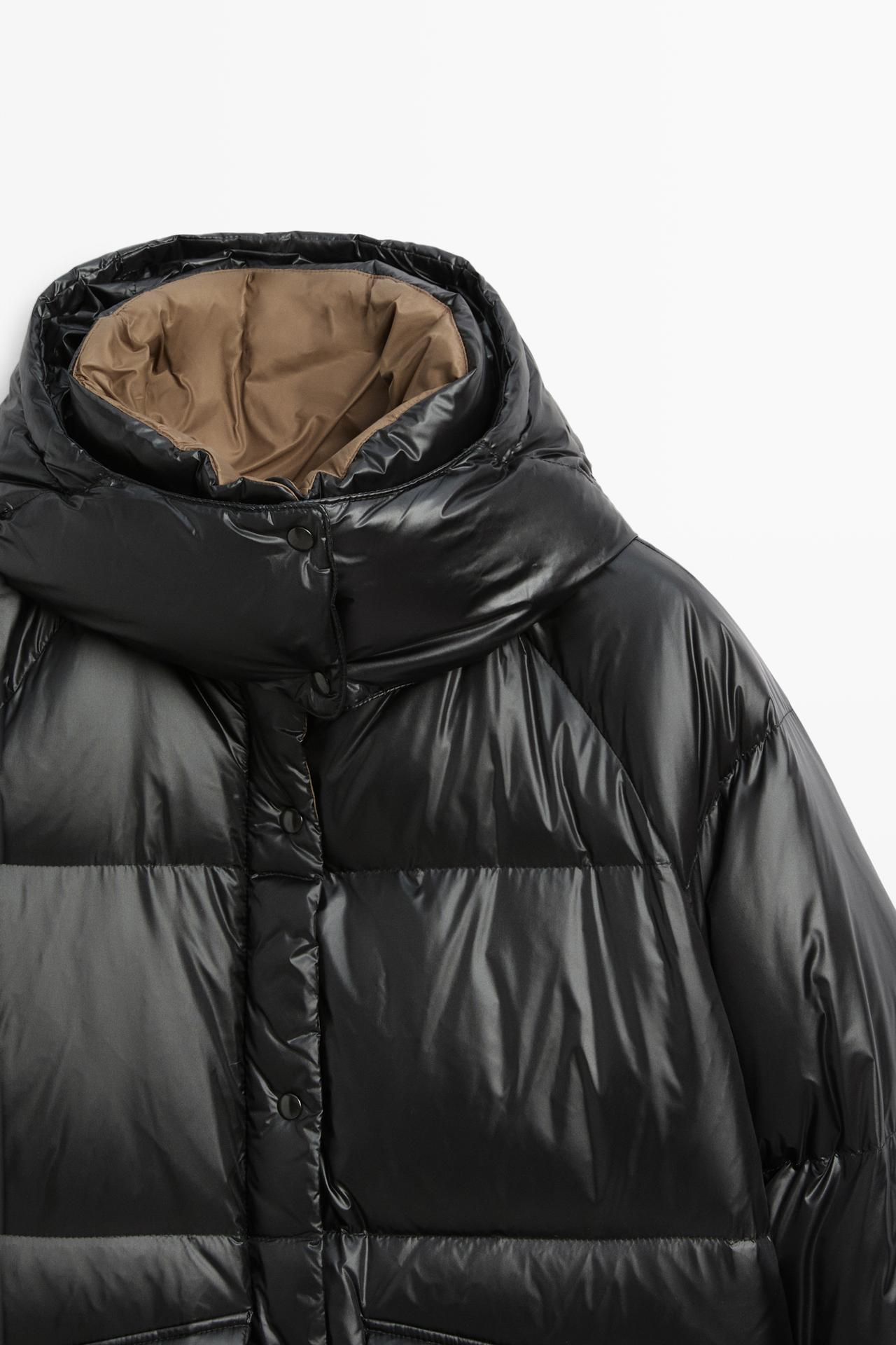 Down jacket with contrast interior — BLACK
