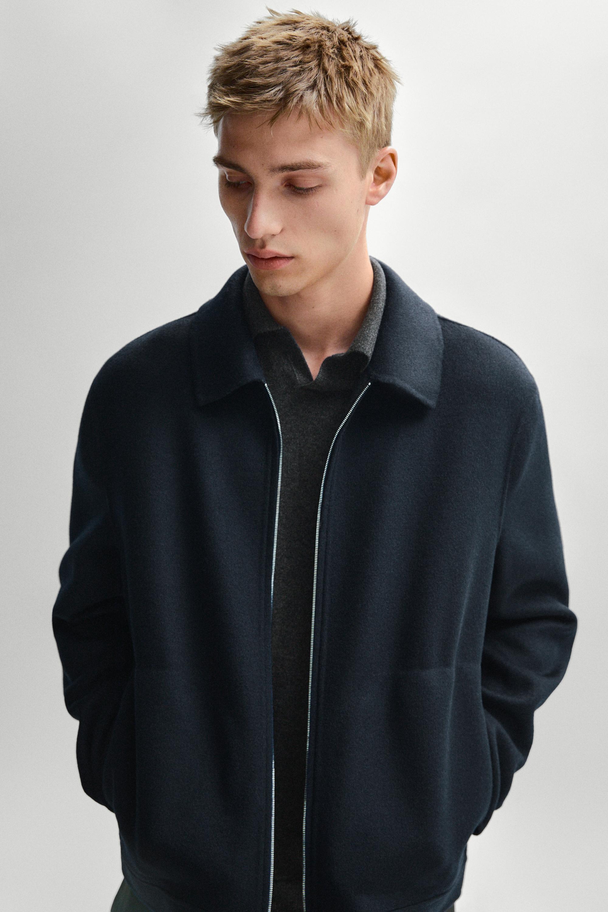 Wool blend double fabric jacket — DEEP BLUE