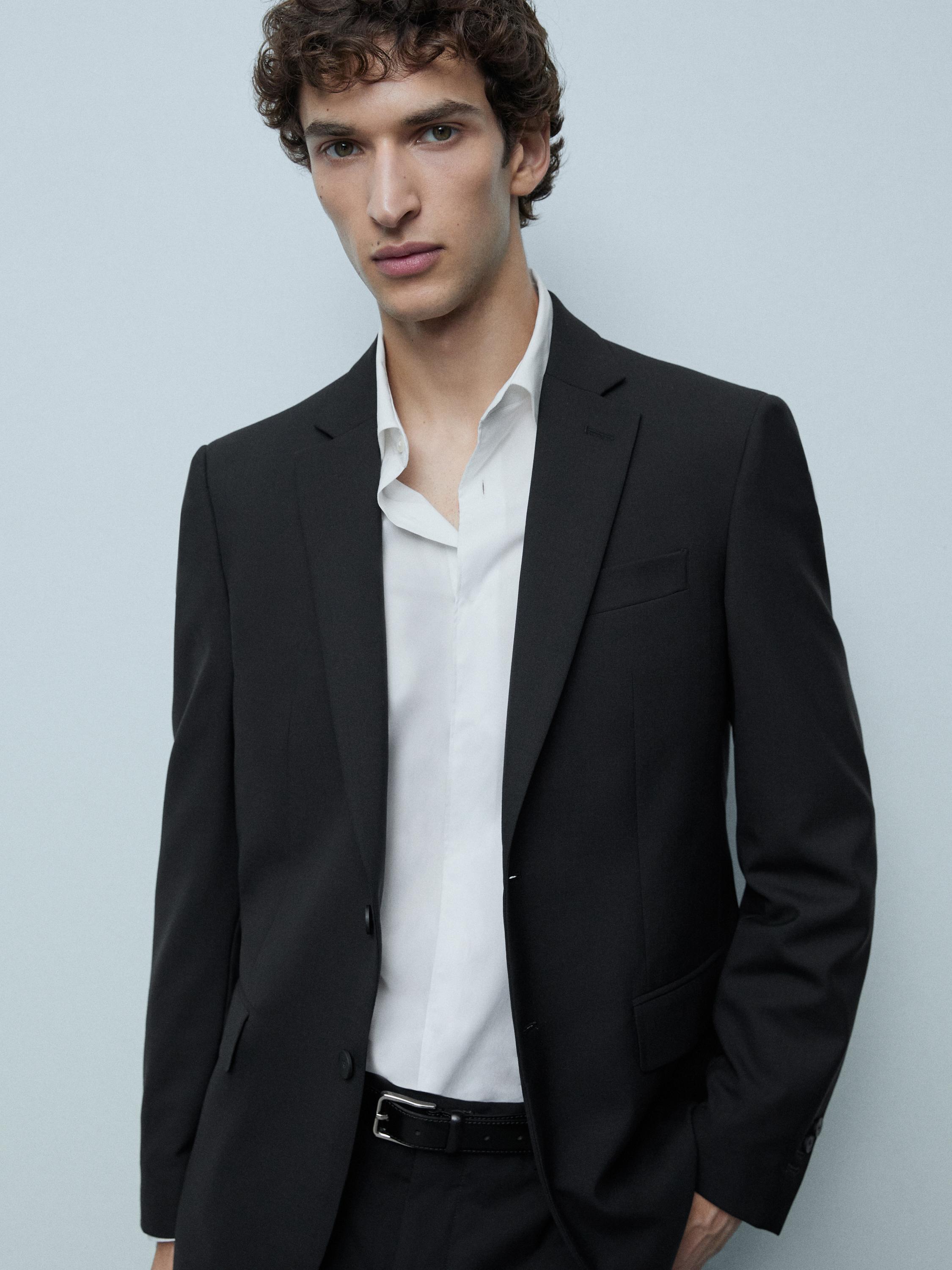 100% cool wool suit blazer — BLACK