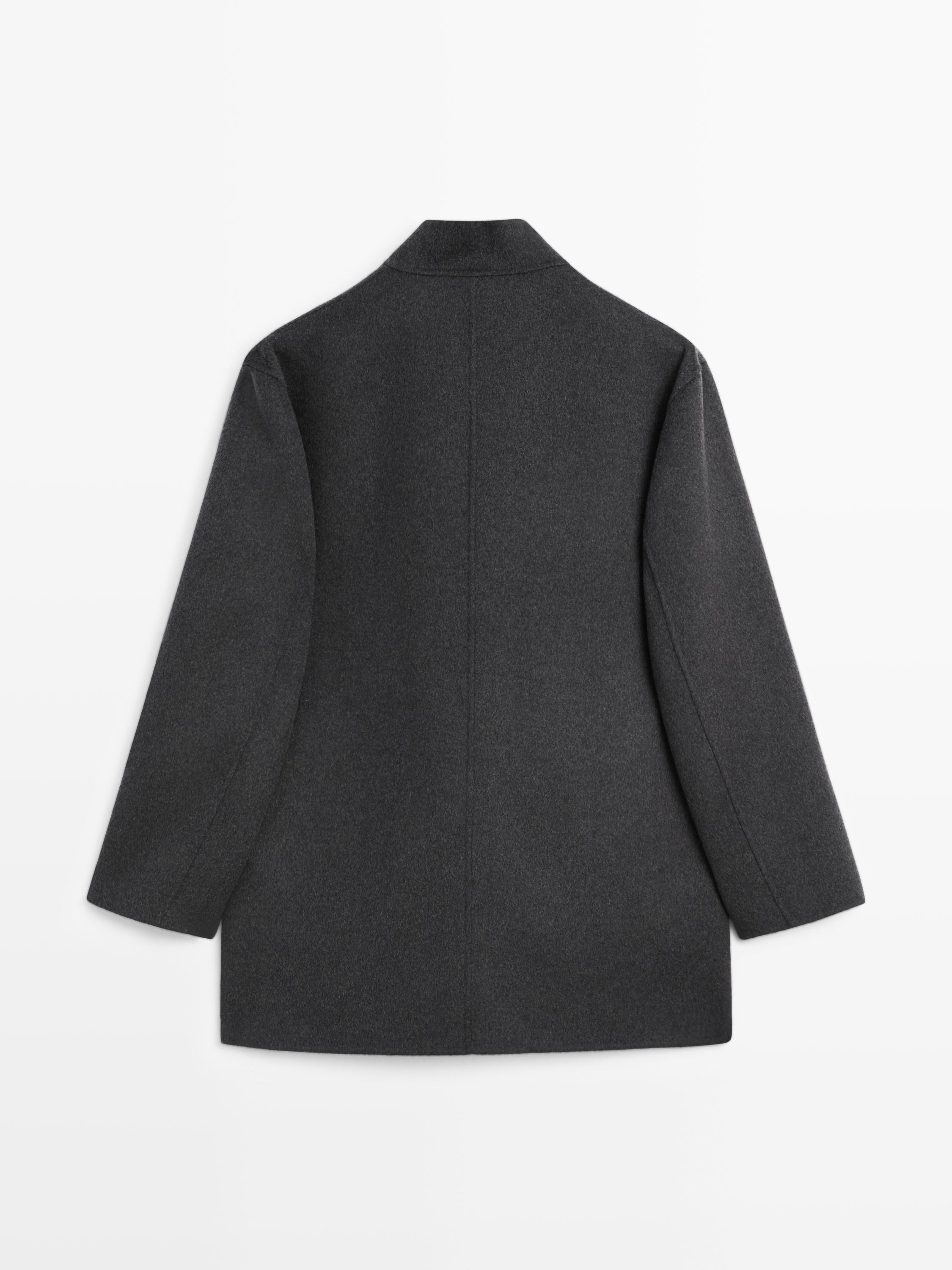 Manteau à col montant en laine mélangée