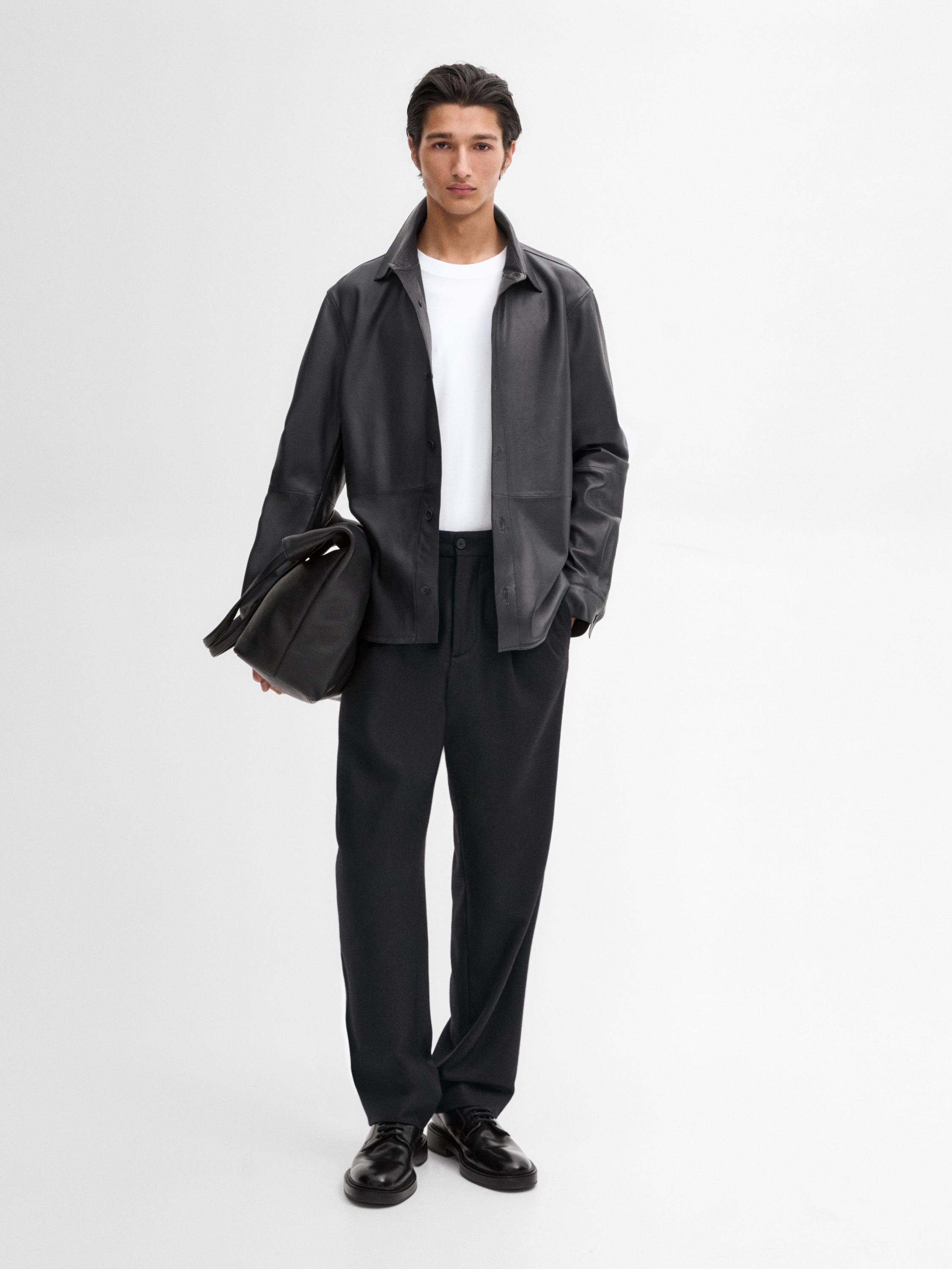 Camisa costura piel napa