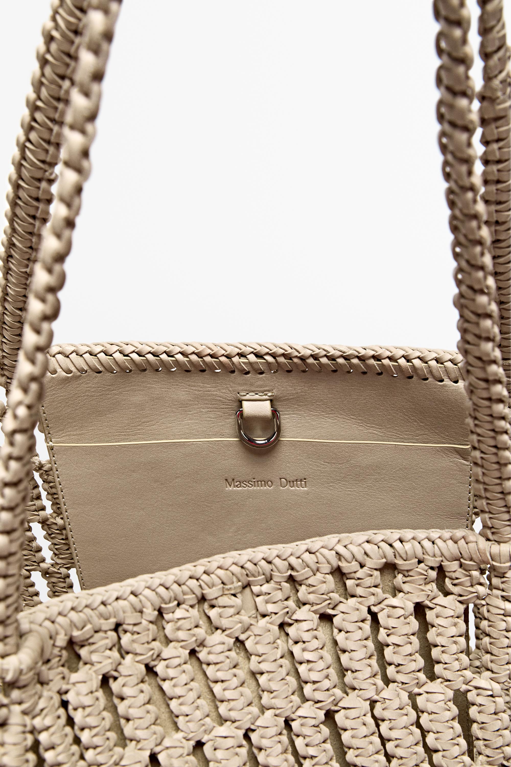 Braided nappa leather shopper bag — WHITE