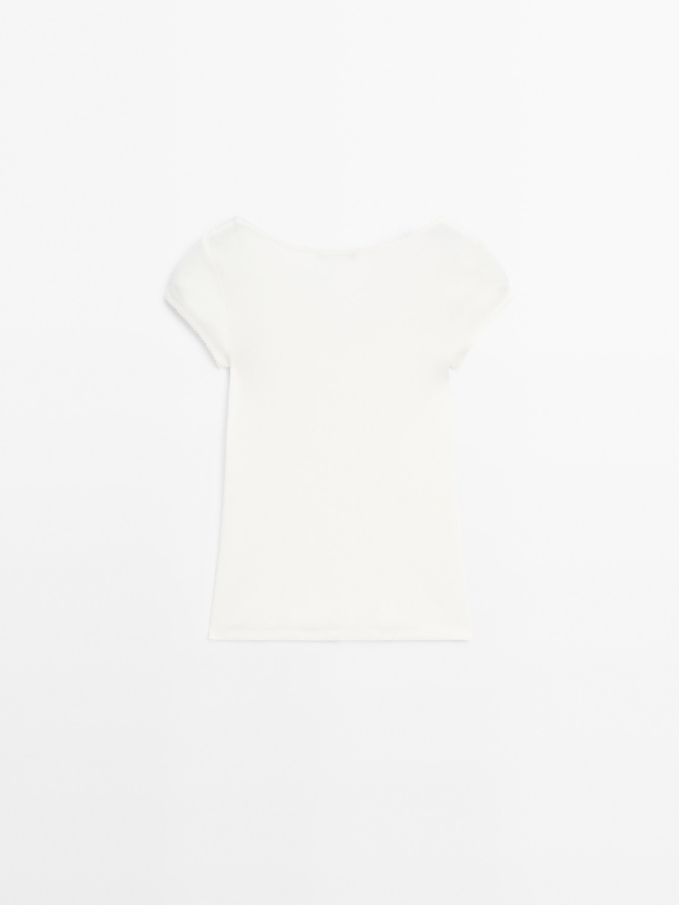 Cotton T-shirt with lace trim detail