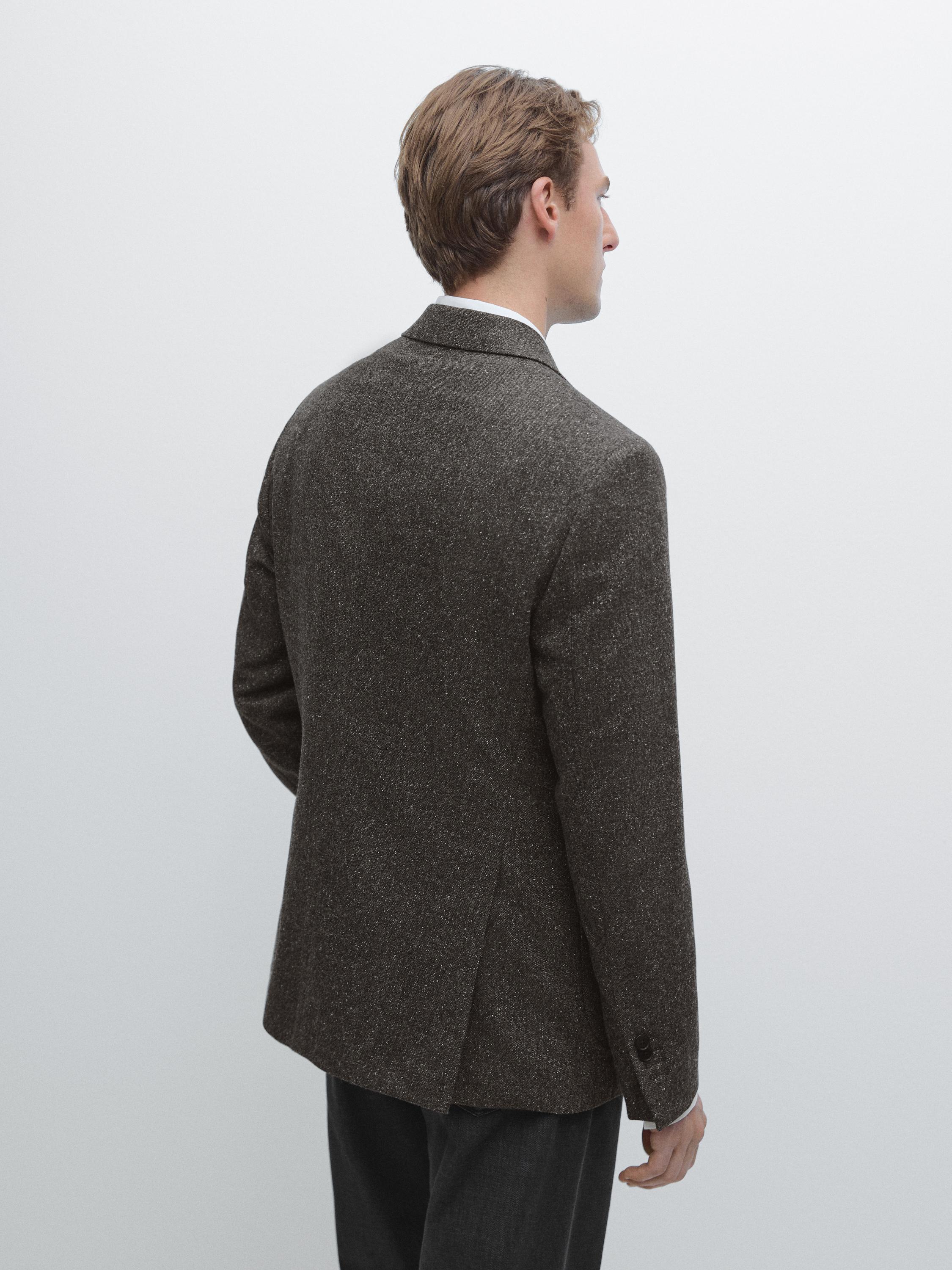 Blazer bottonato en laine mélangée