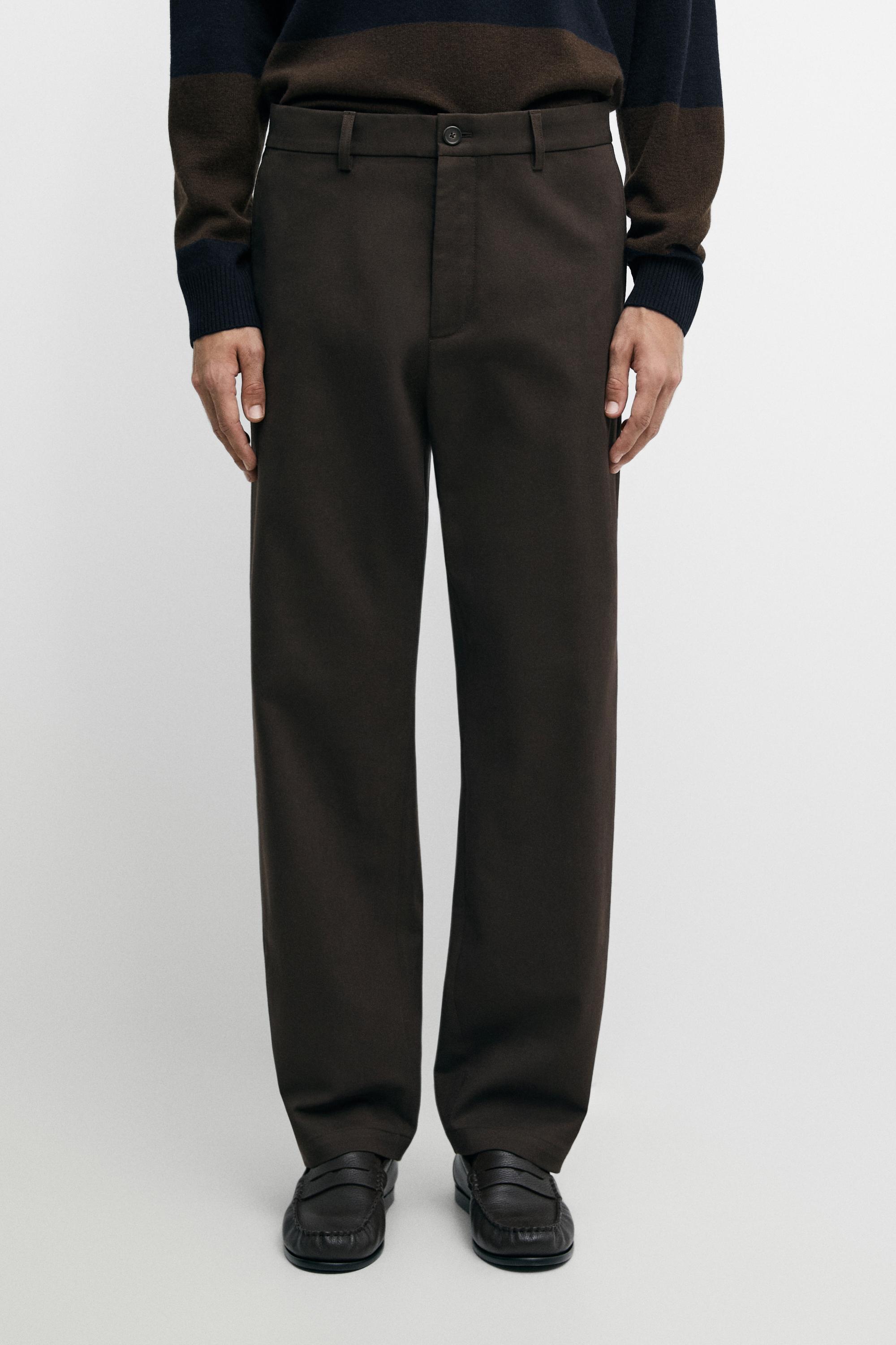 Cotton blend straight-leg pants