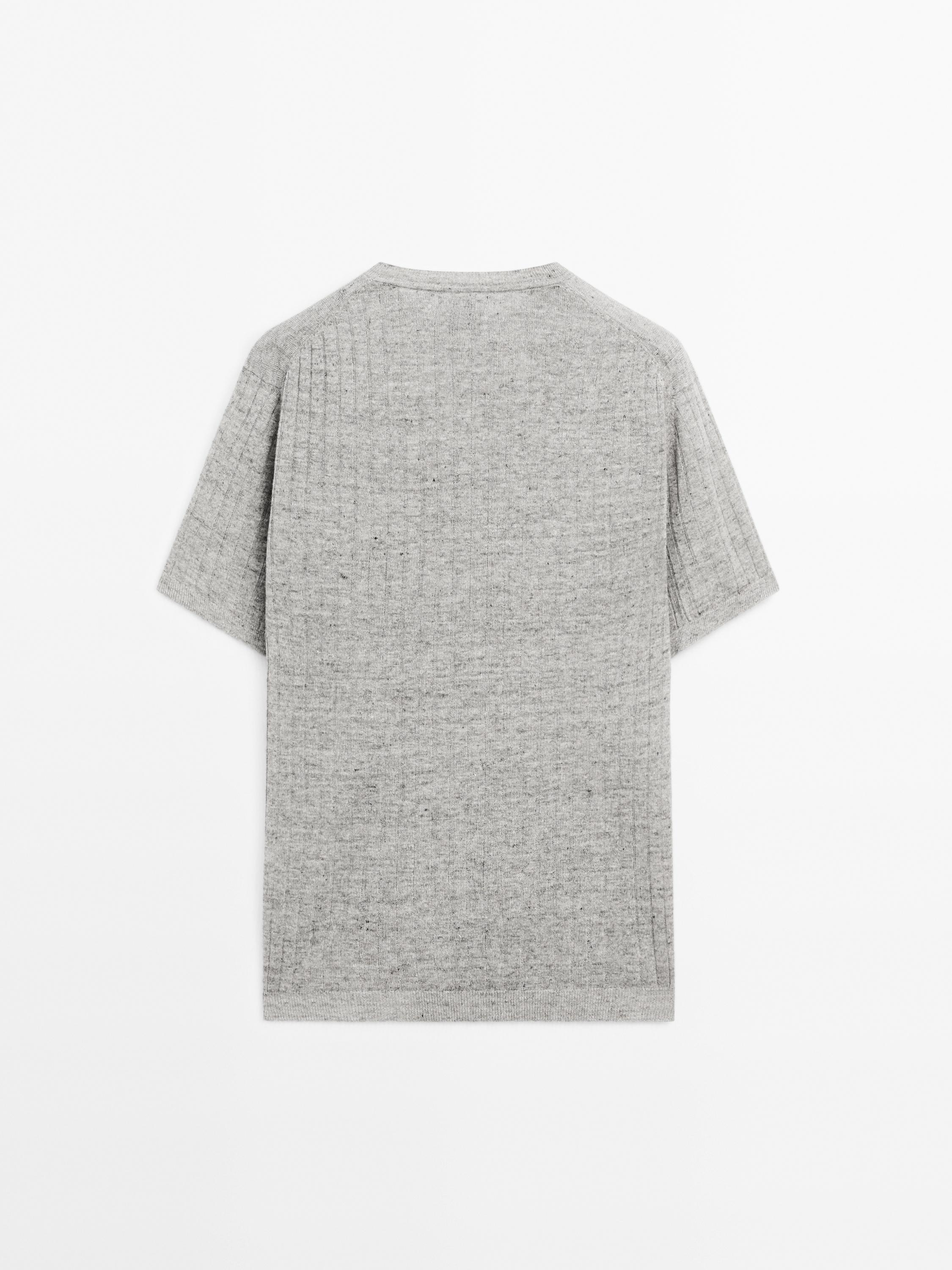 Koszulka z prążkowanej dzianiny ze 100% lnu