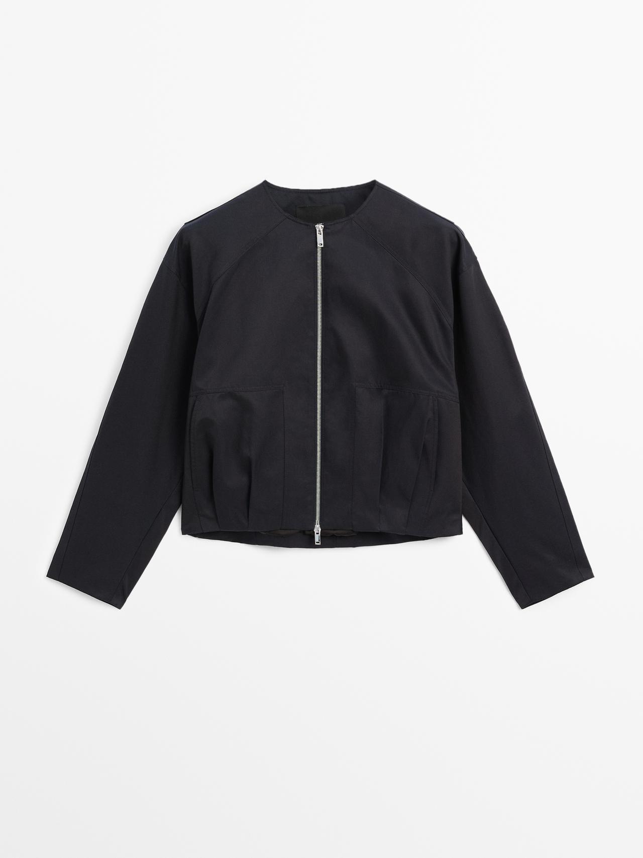 Massimo Dutti - Dame - Bomberjakke I Bomuldsblanding - Marineblå - M