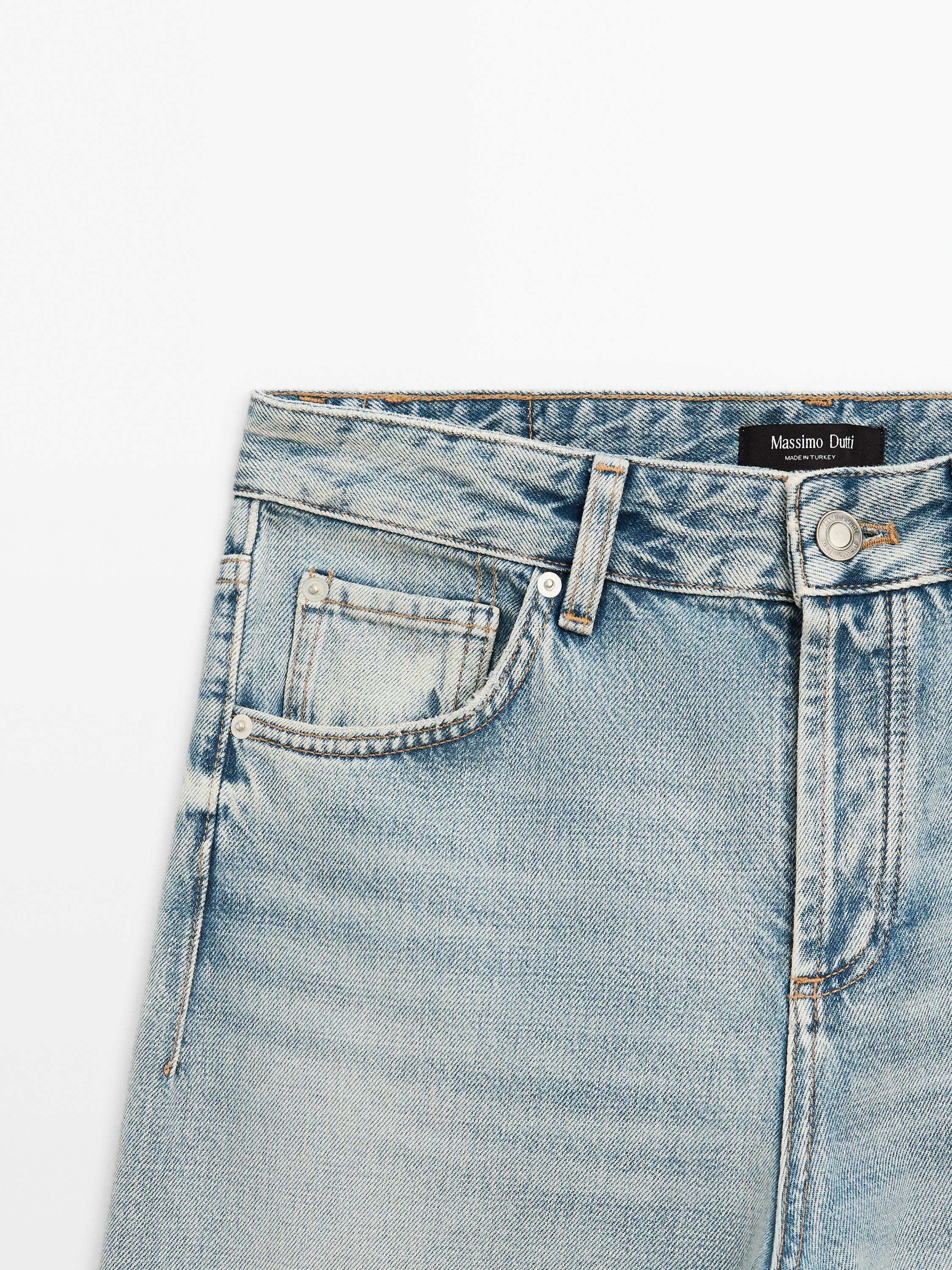 Mid-rise wide-leg cotton jeans