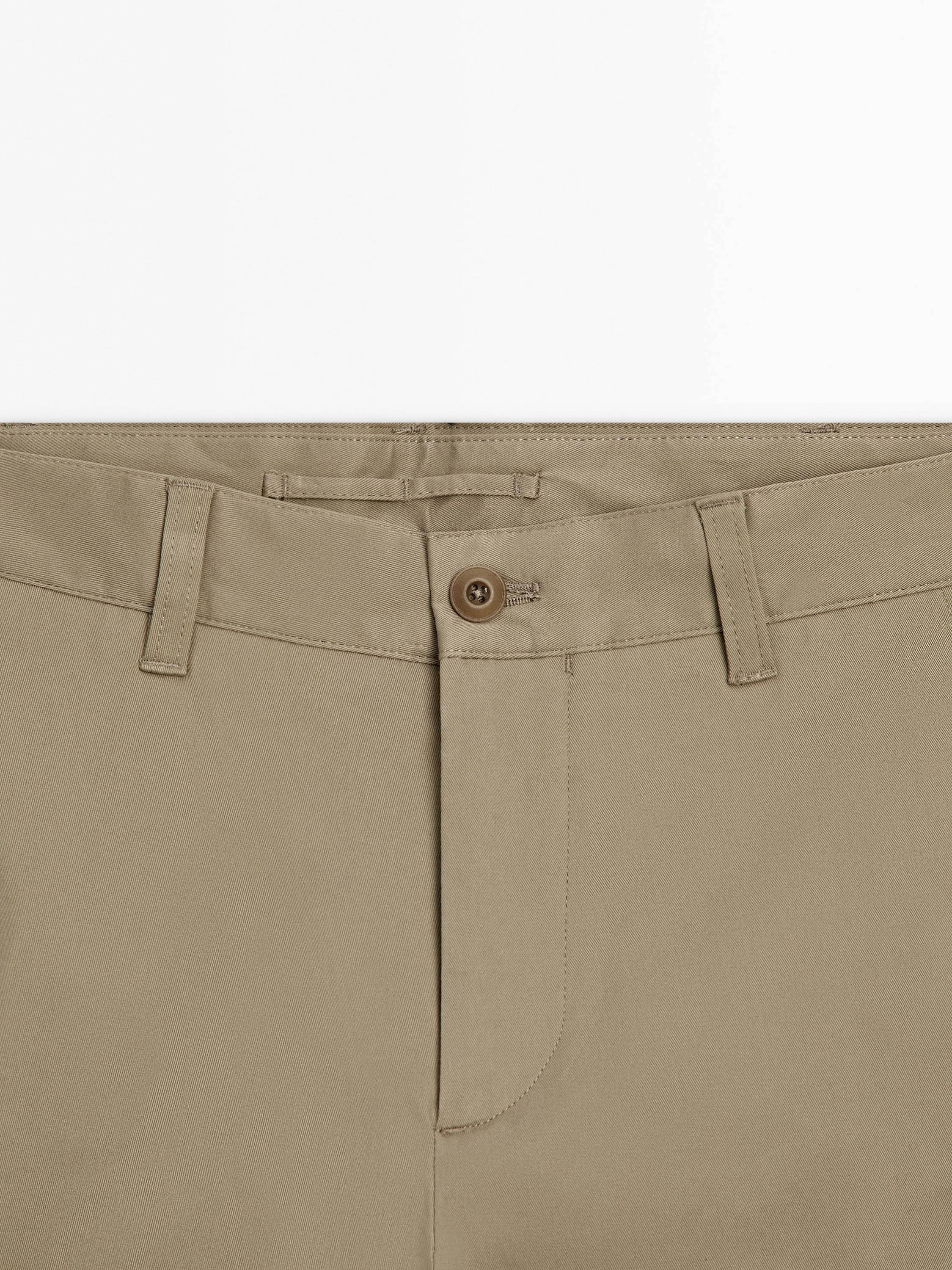 Cotton blend slim fit trousers
