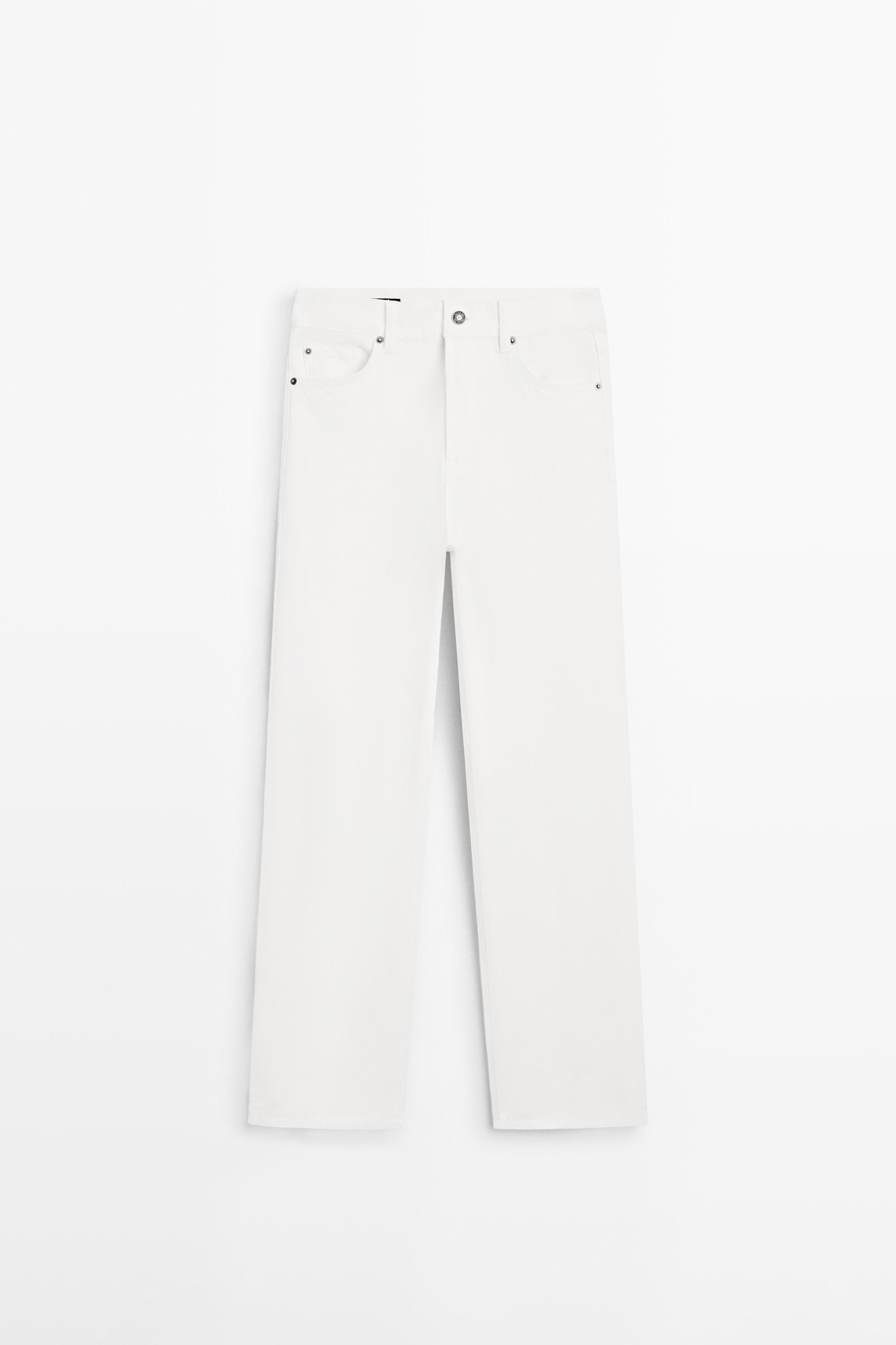 Straight-leg high-waist jeans — Off white