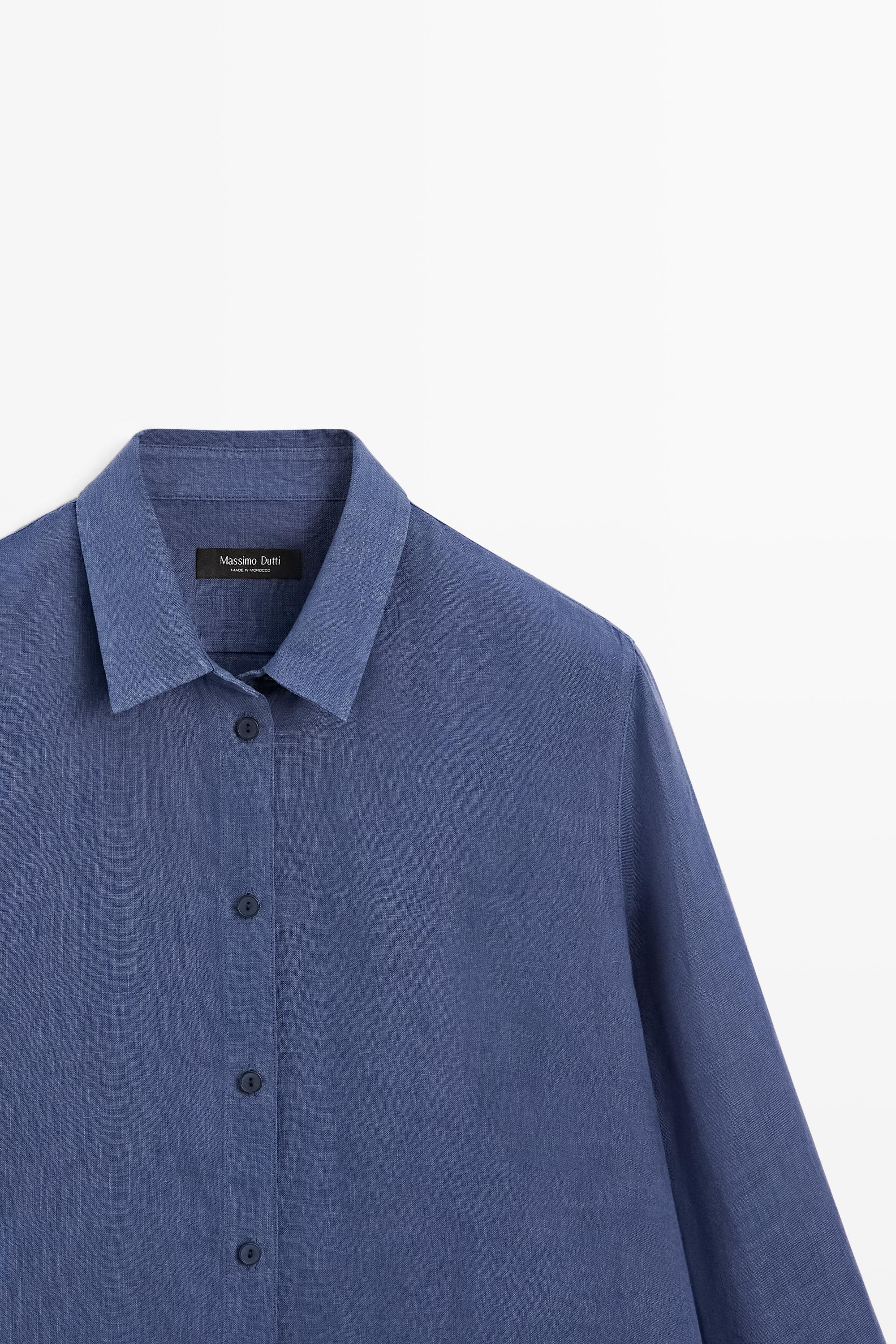 Flowing 100% linen shirt — DEEP BLUE