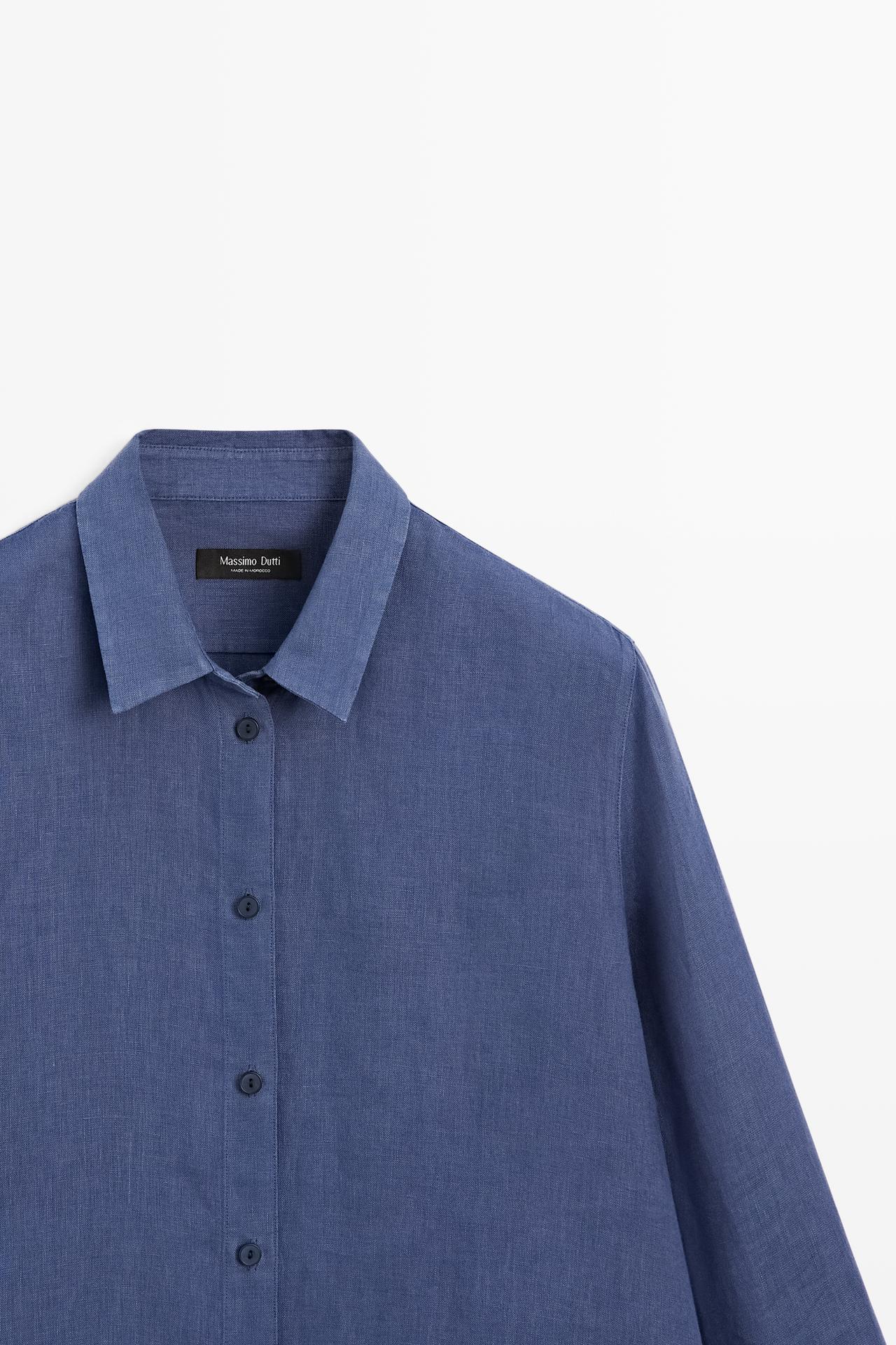 Flowing 100% linen shirt — DEEP BLUE