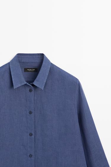 Flowing 100% linen shirt — DEEP BLUE 4