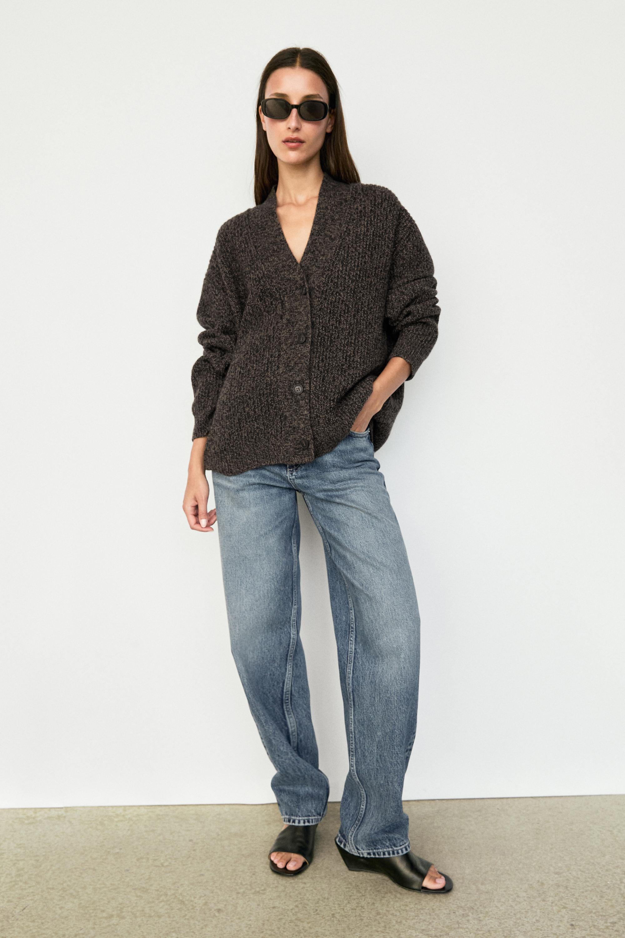 100% cashmere V-neck knit cardigan — MOLE BROWN