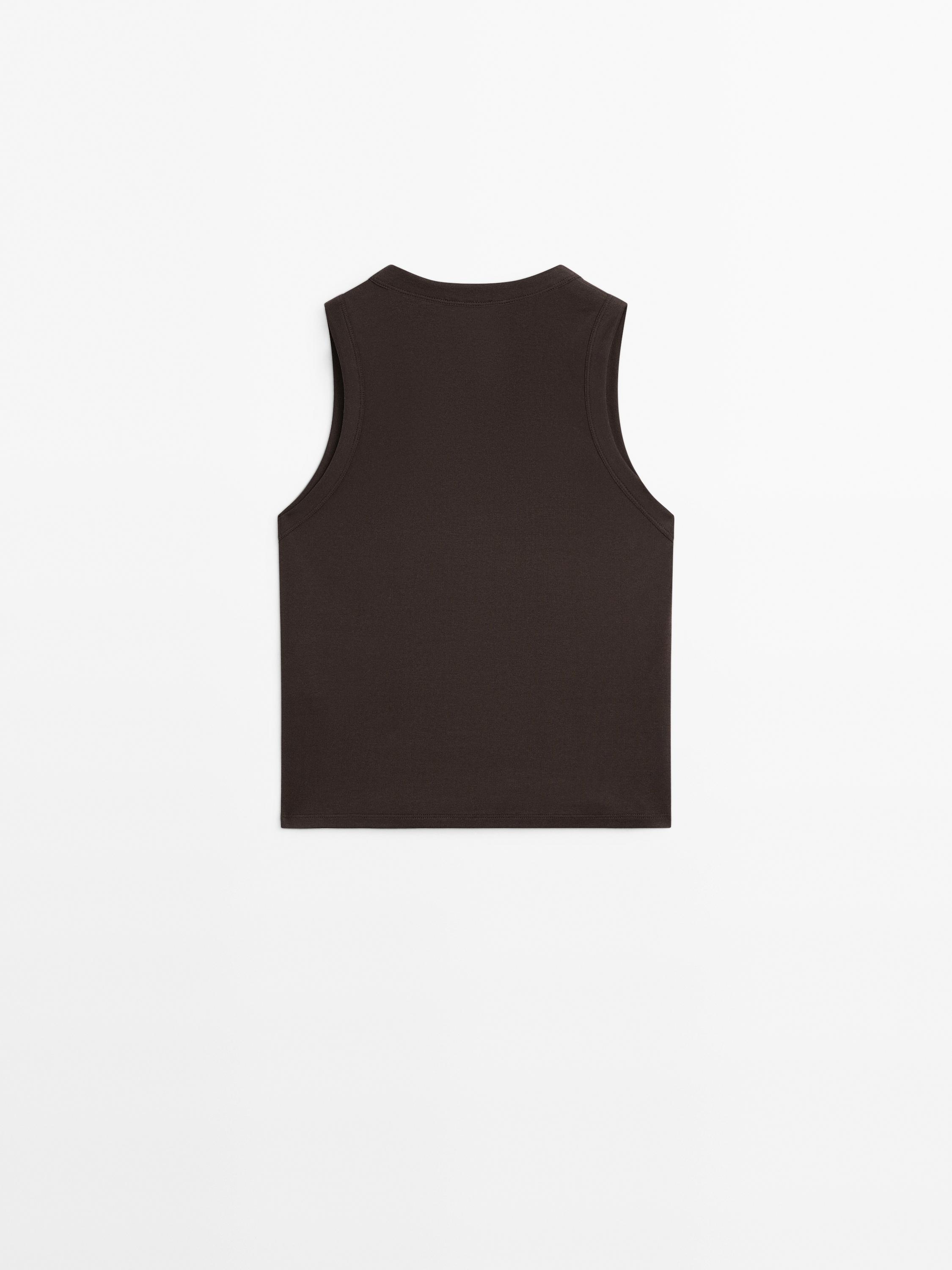 Mercerised cotton V-neck T-shirt