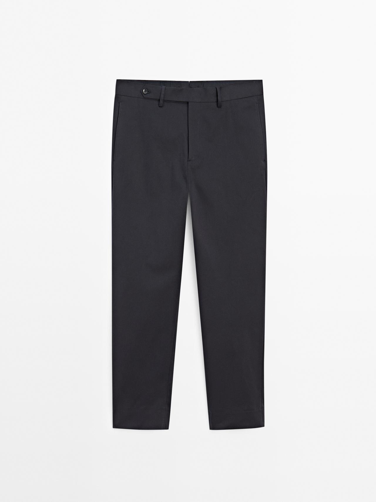 Massimo Dutti - Herre - Slim Fit Bukser I Bomuldsblanding - Marineblå - 44