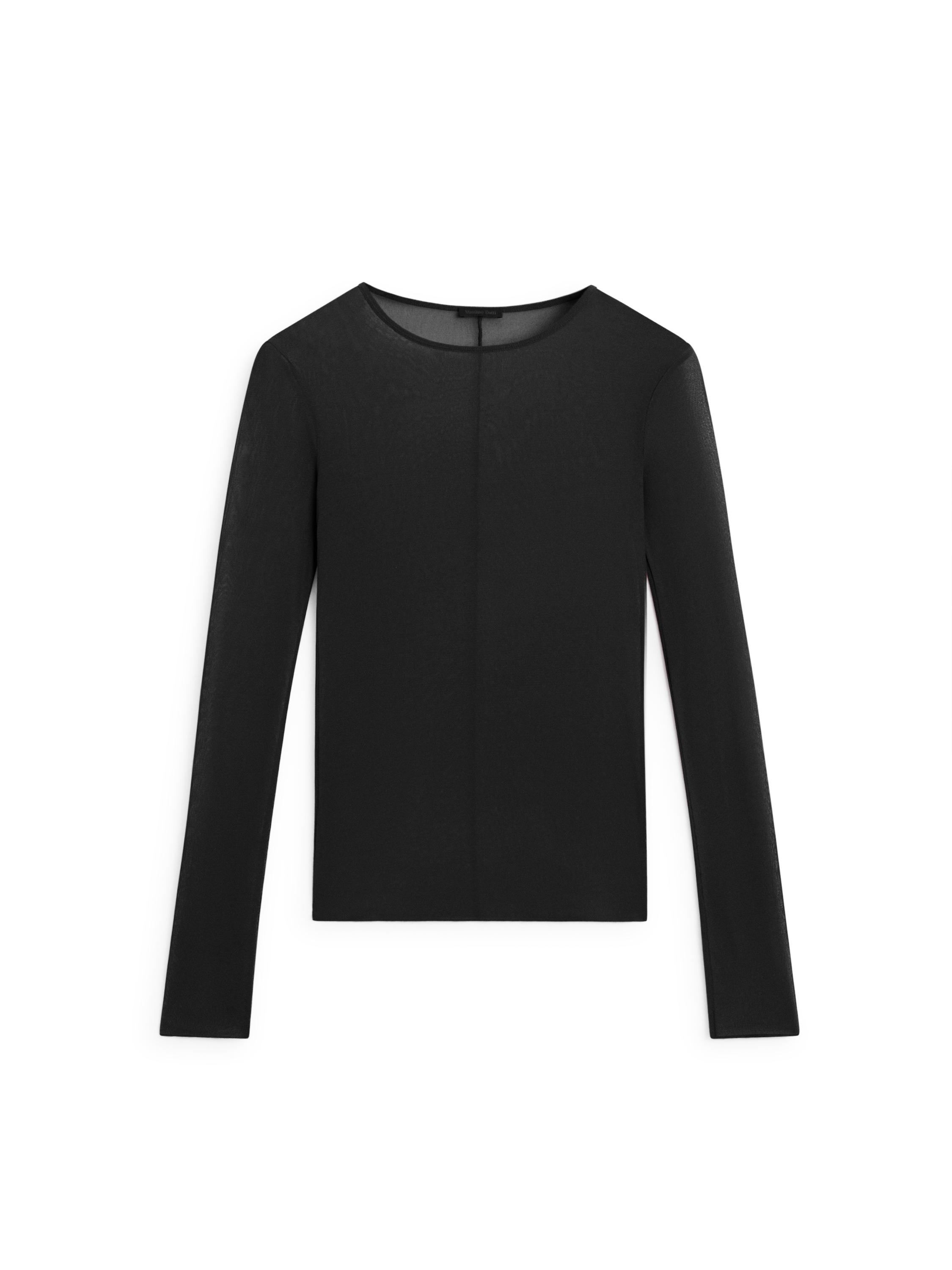 Long sleeve silk T-shirt — BLACK