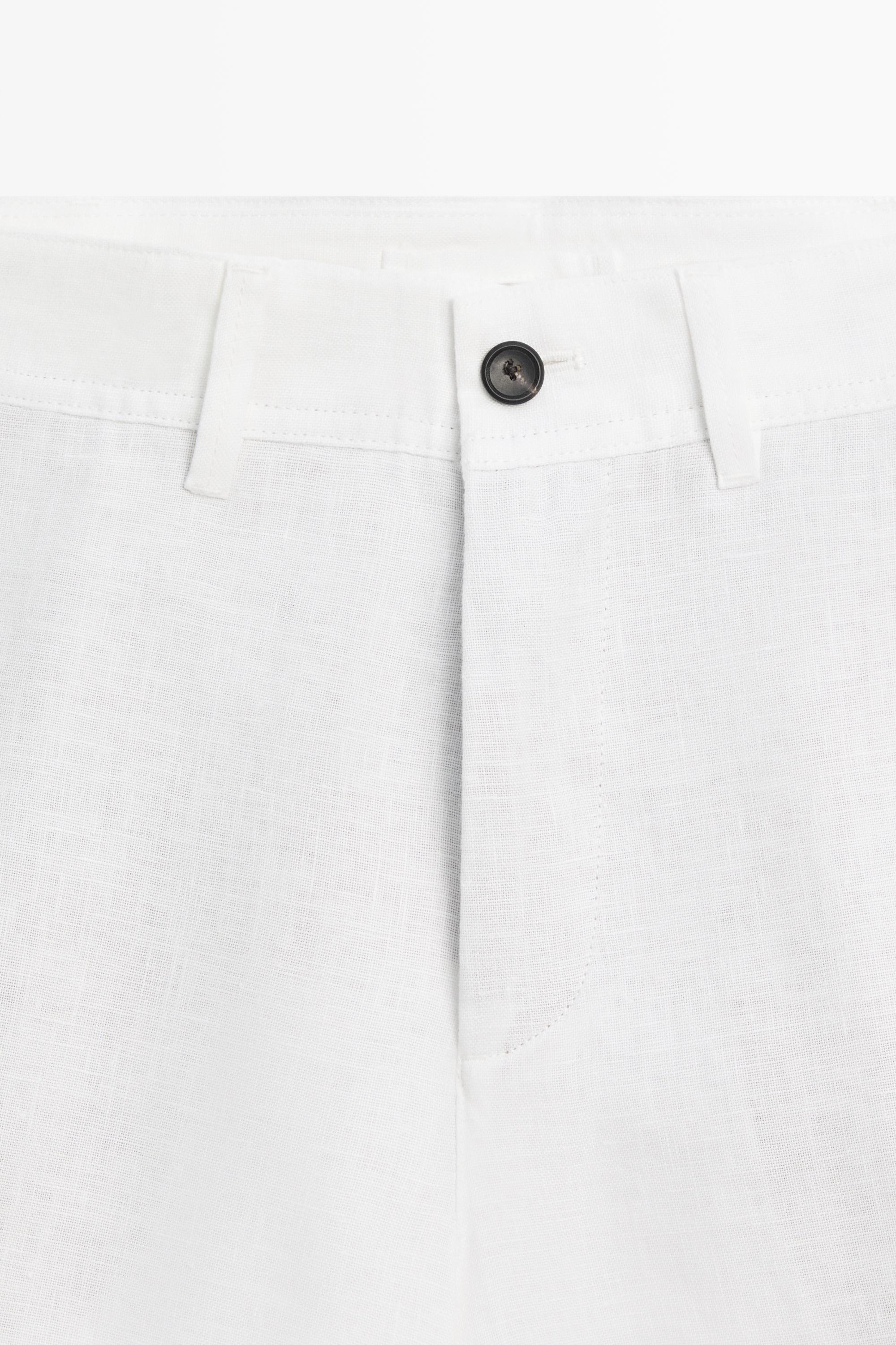 100% linen short Bermuda shorts — WHITE
