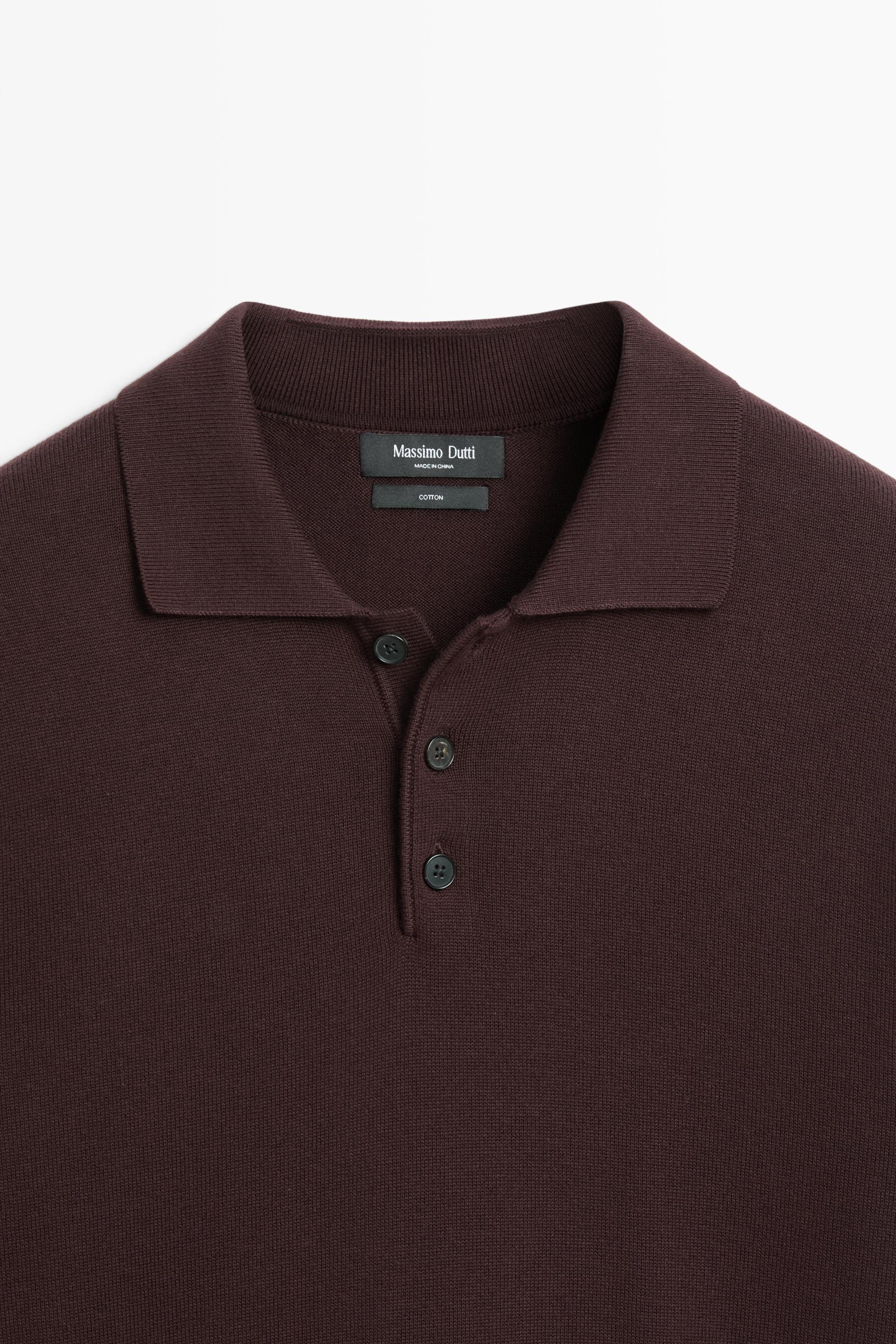 100% cotton knit polo sweater — MAROON
