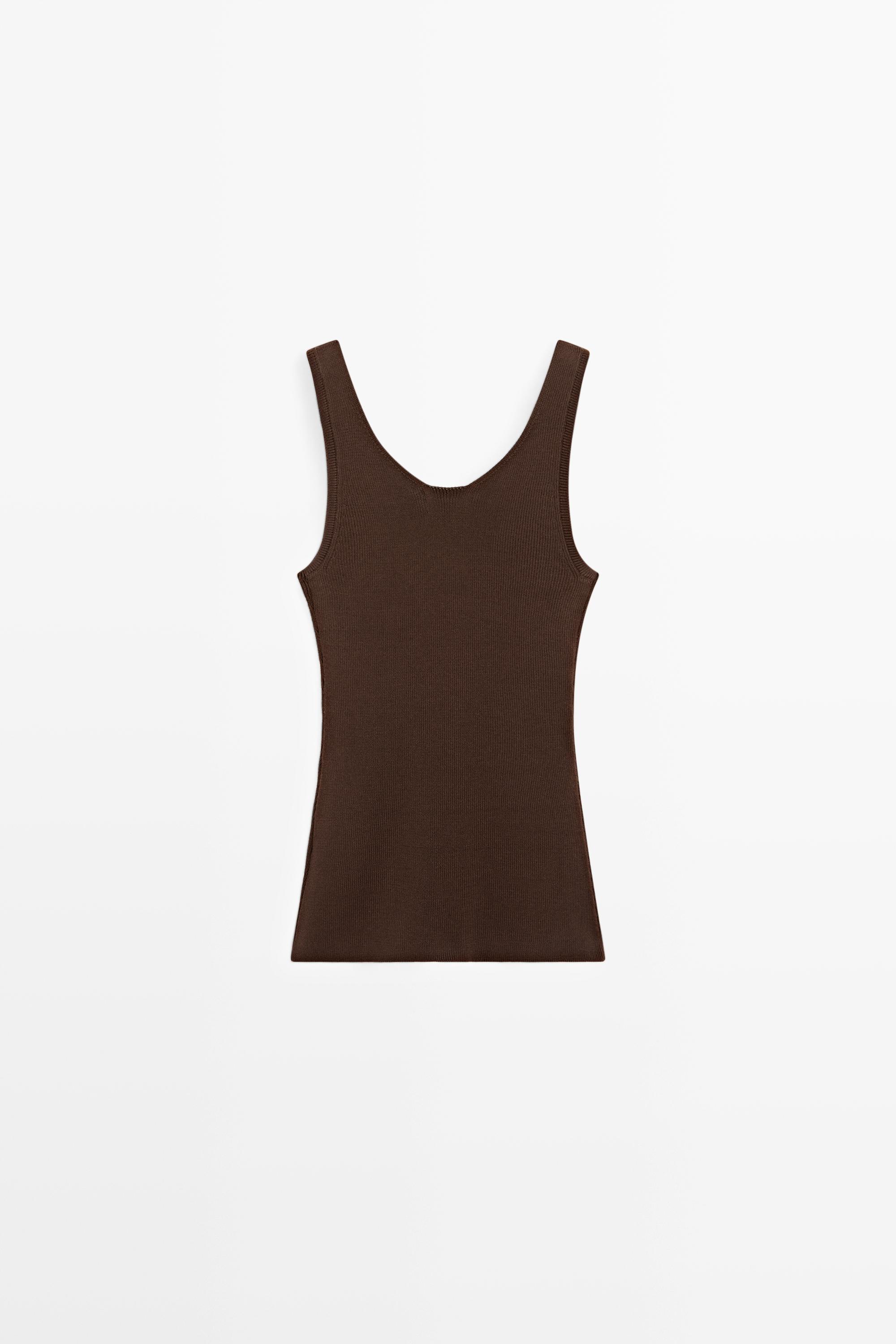 100% cotton ribbed tank top — BROWN