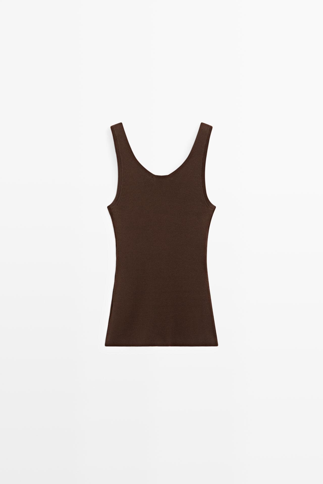 100% cotton ribbed tank top — BROWN