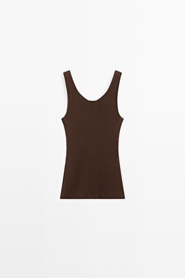 100% cotton ribbed tank top — BROWN 6