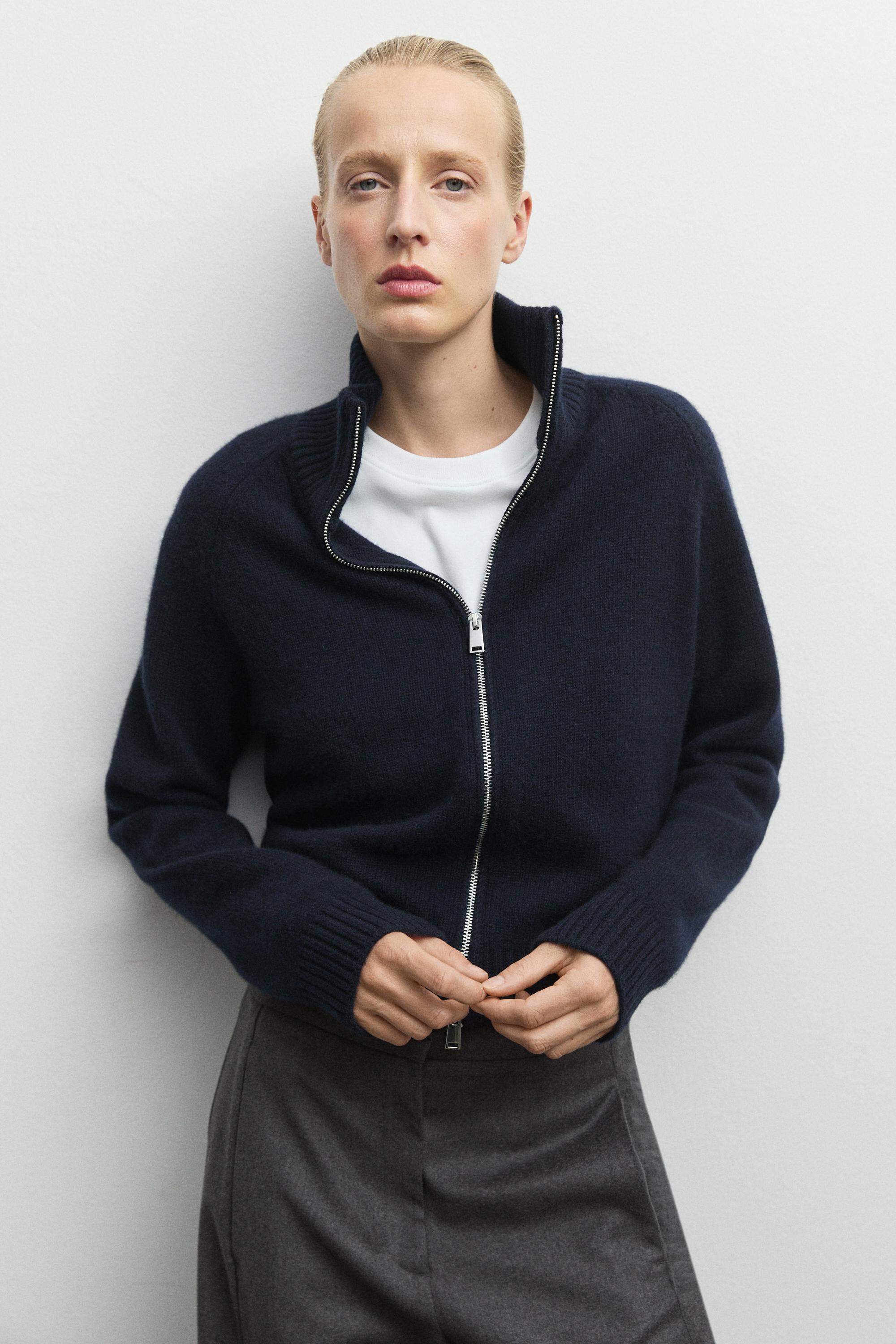 Massimo Dutti %100 kaşmir fermuarlı triko hırka görsel 8