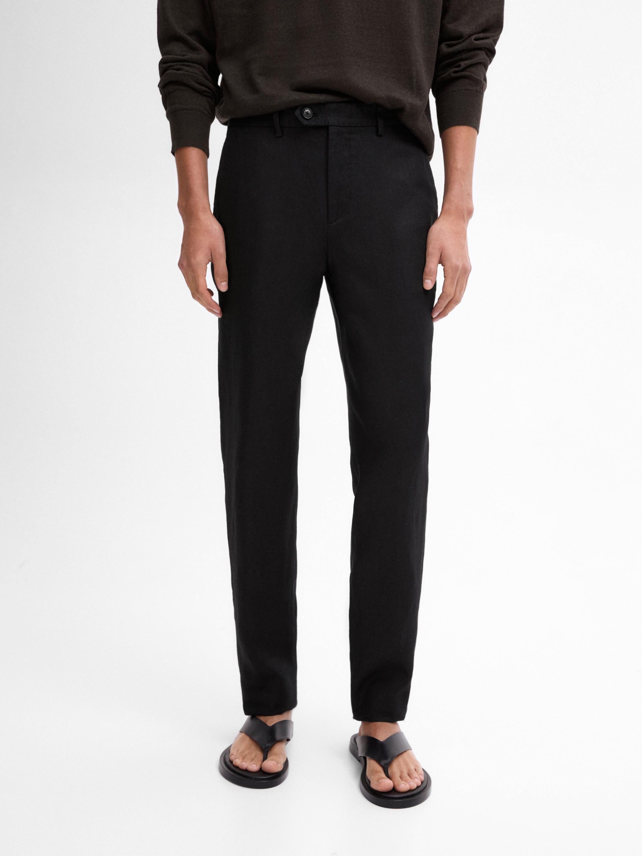 Pantalón tapered fit 100% lino