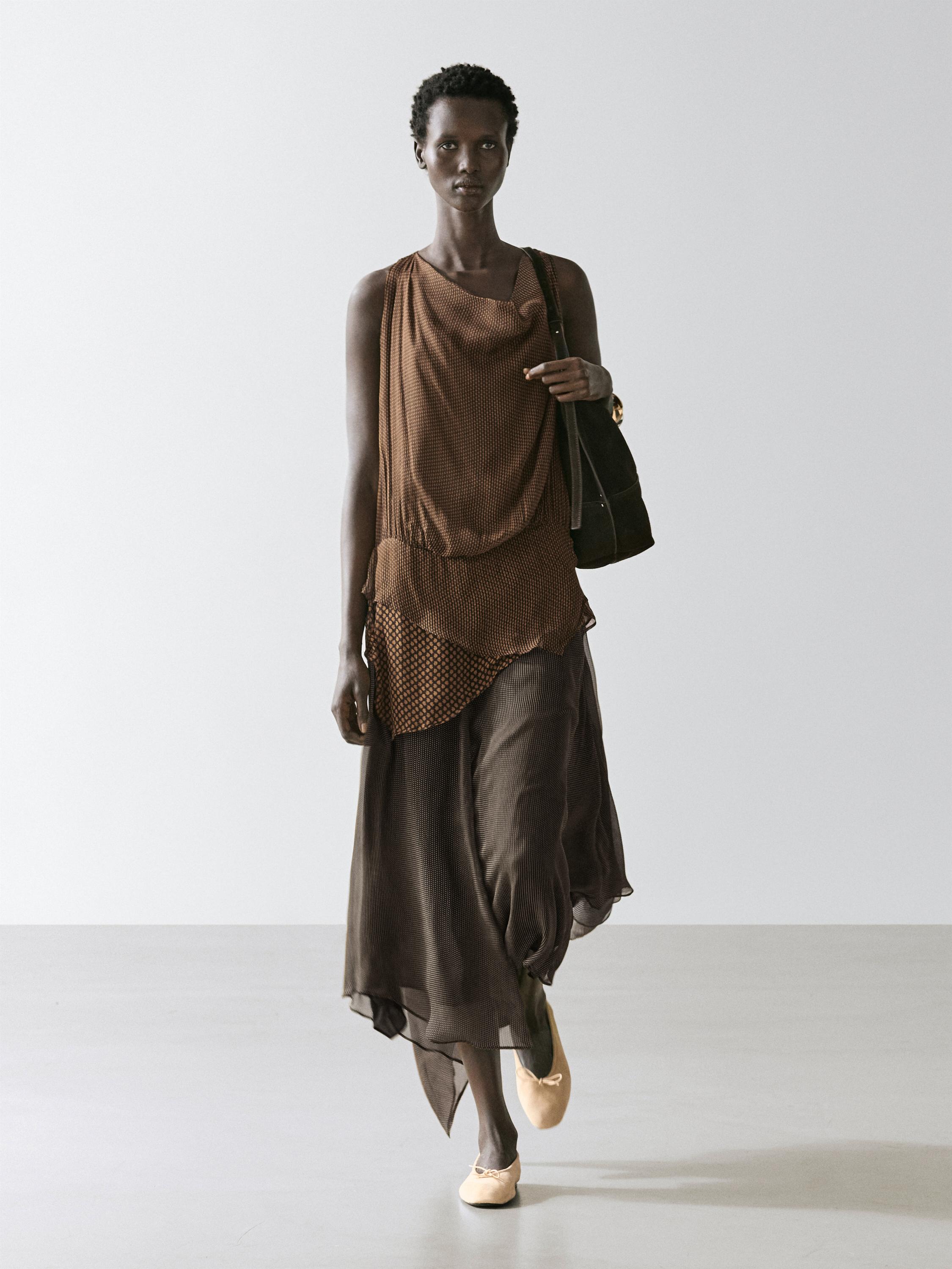 Flowing layered dress with ruffles Washed Dress | Massimo Dutti Flowing layered dress with ruffles Washed Dress | Massimo Dutti