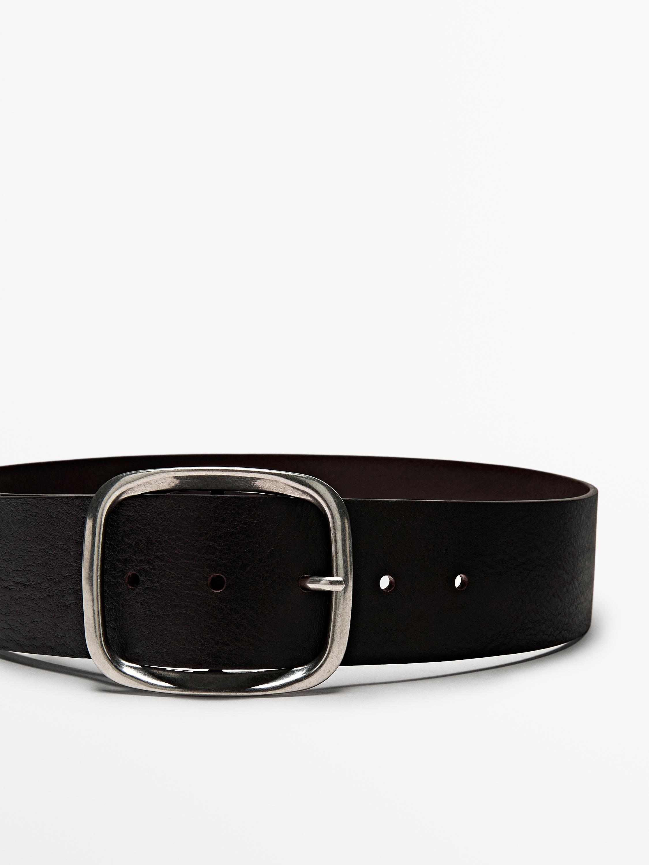 Riem van nappaleer met rechthoekige gesp