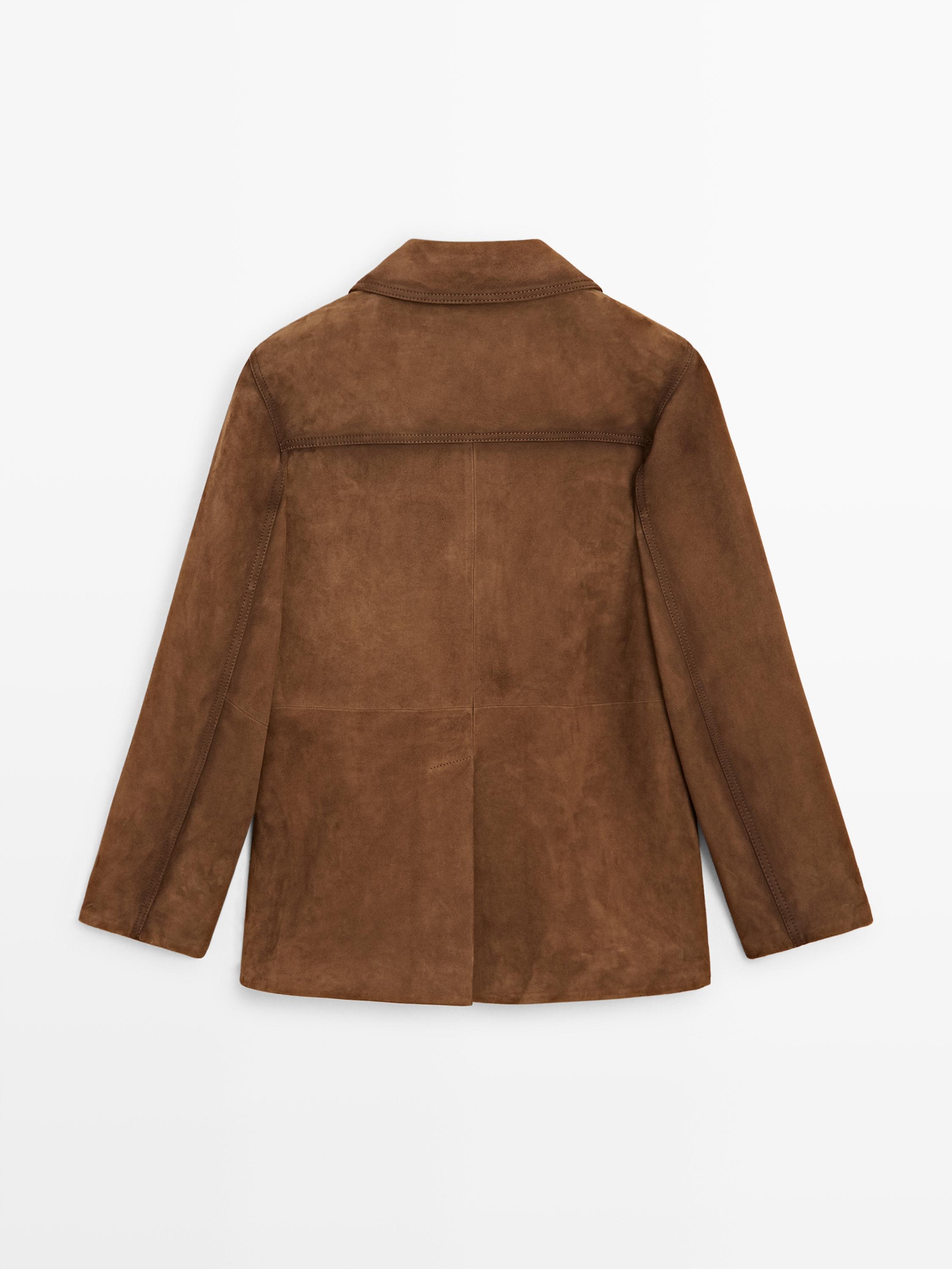 Blazer avec poches en cuir finition daim