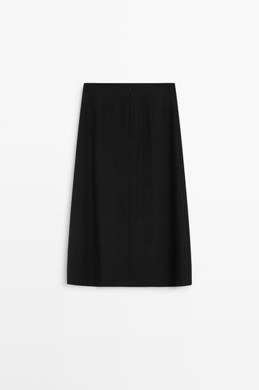 Straight midi skirt with button detail — BLACK 6