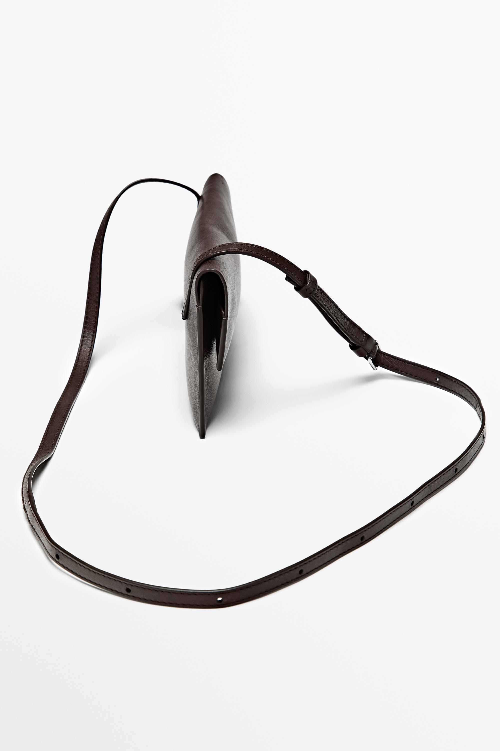 Nappa leather crossbody bag — BROWN