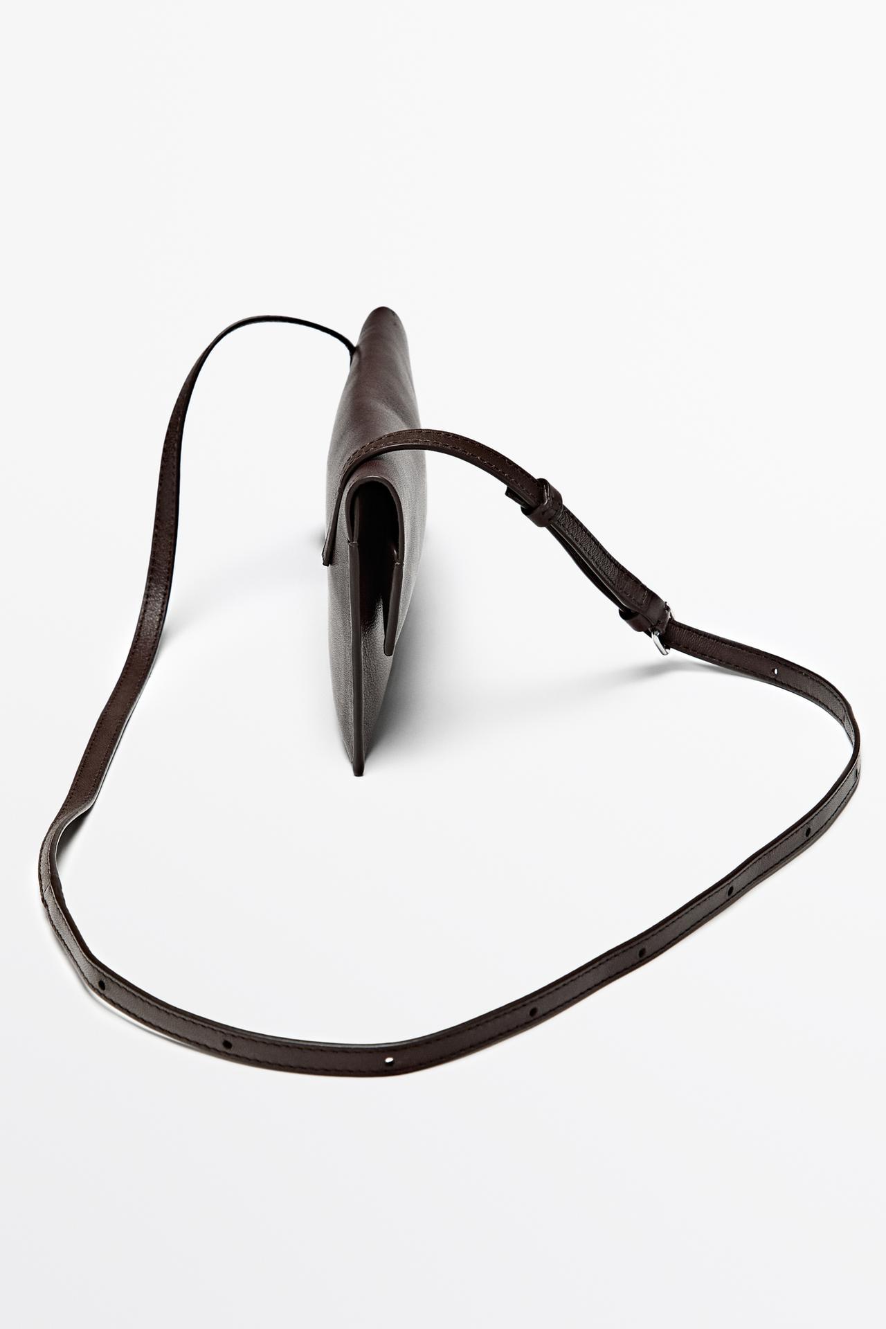 Nappa leather crossbody bag — BROWN
