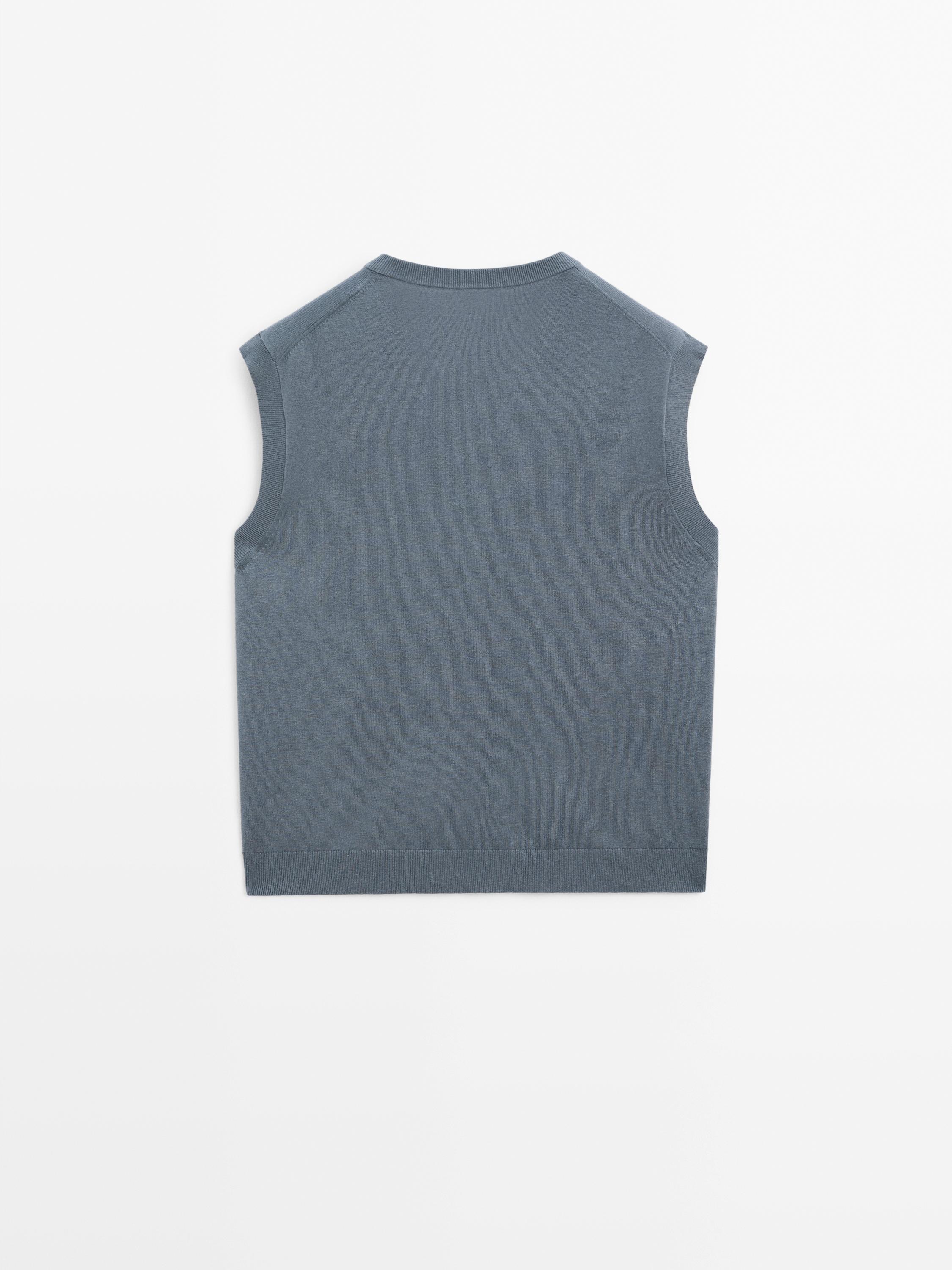 Cotton blend knit vest