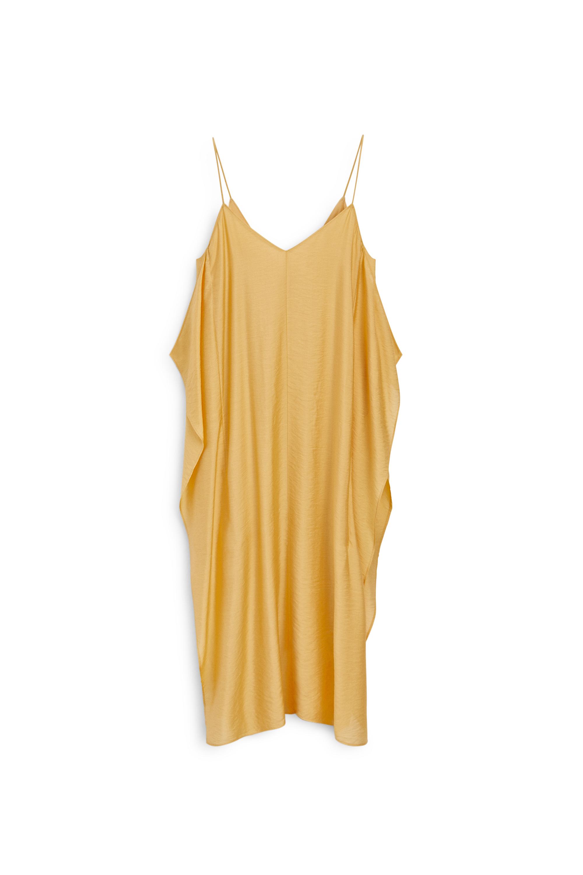 Flowing lingerie dress with ruffle detail — Yellow