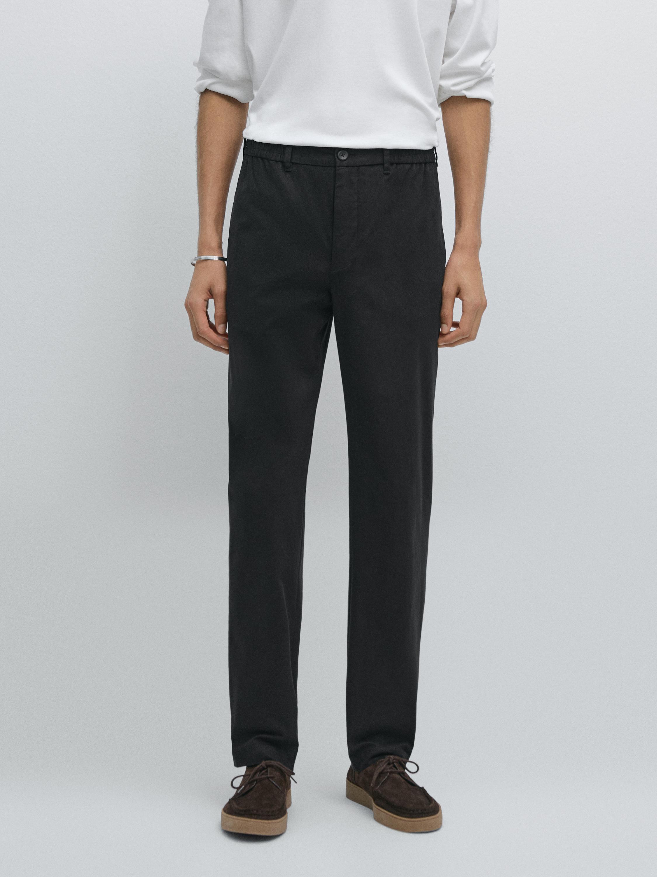 Cotton blend jogger fit trousers