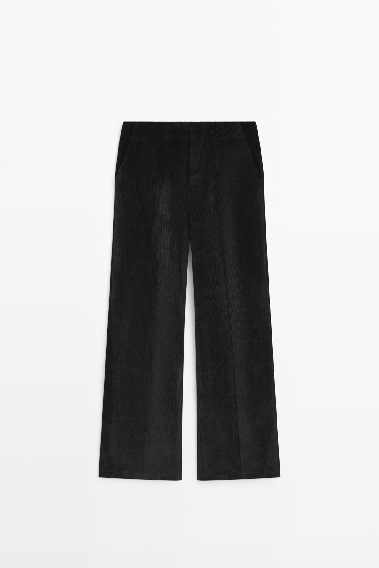 Palazzo corduroy pants — BLACK