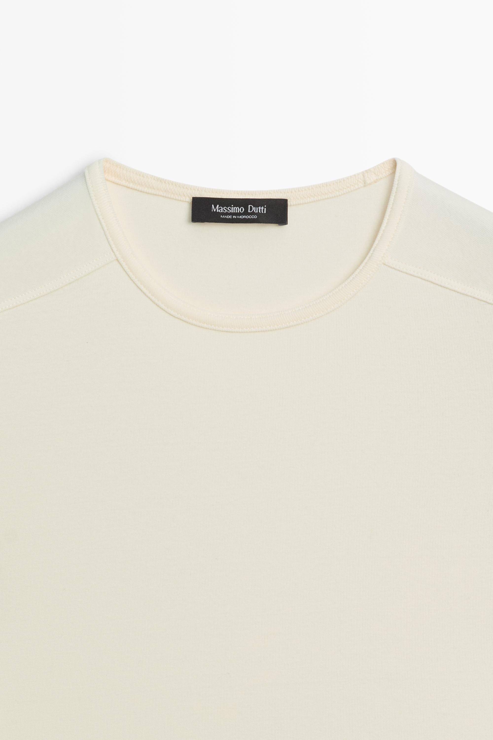Short sleeve cotton blend T-shirt — CREAM
