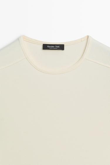 Short sleeve cotton blend T-shirt — CREAM 4