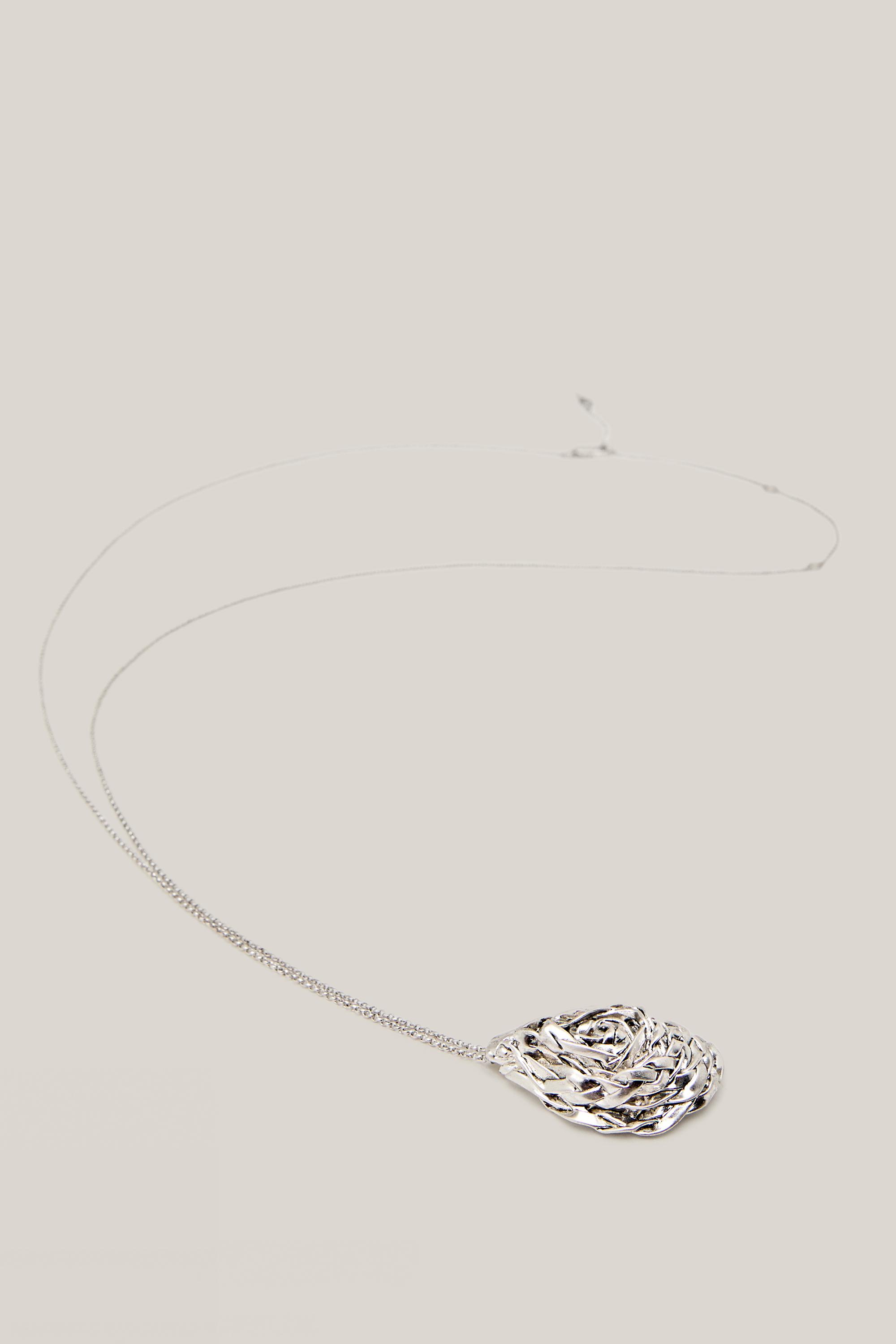 Necklace with textured pear basket piece - LIMITED EDITION — SILVER